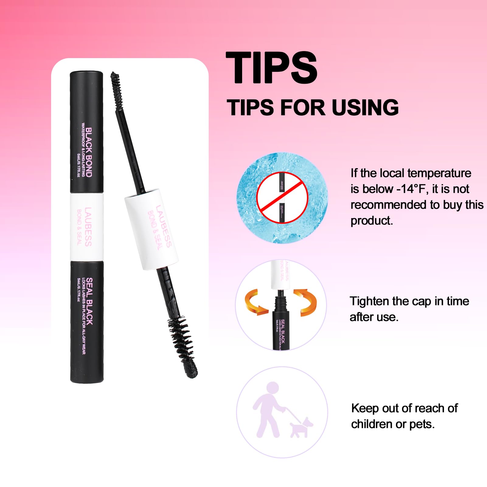Lash Bond and Seal Mascara for Long Lasting Waterproof Eyelash Extensions - 5ml+5ml