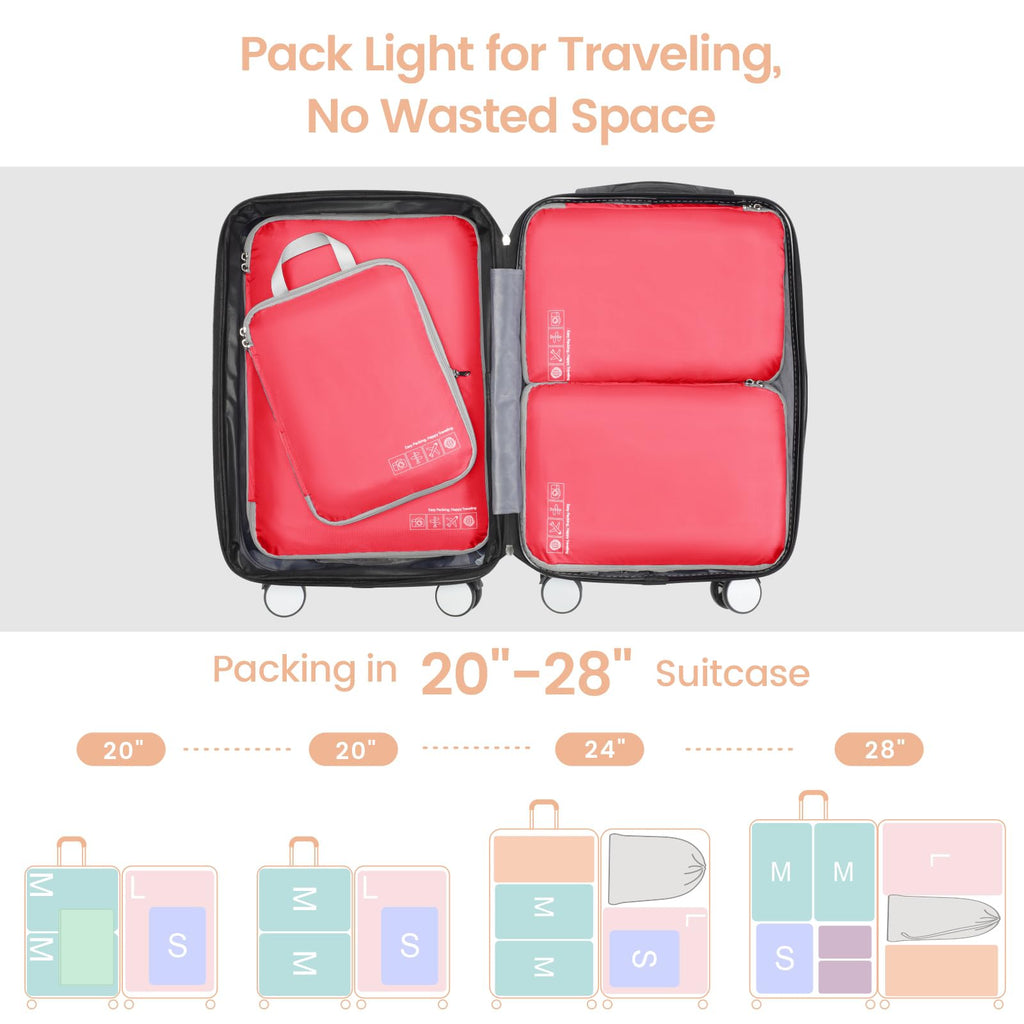 Cambond Compression Packing Cubes for Travel - Lightweight Expandable Travel Bags Luggage Organizers Travel Essentials Compression Cubes for Travel Space Saver for Carry on Suitcases Organizer