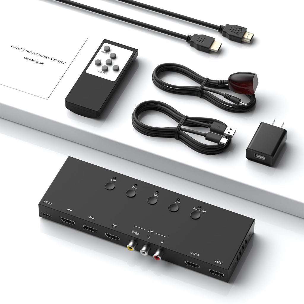 HDMI 2.1 Bi-Directional Switch Ultra HD 8K HDMI Switcher 2 in 1 Out/ 1 in 2 Out HDMI Switch Supports 8K@60Hz/ 4K@120Hz 48Gbps Compatible with Switch/Switch OLED PS5/4 Xbox Roku Apple TV Fire TV Stick
