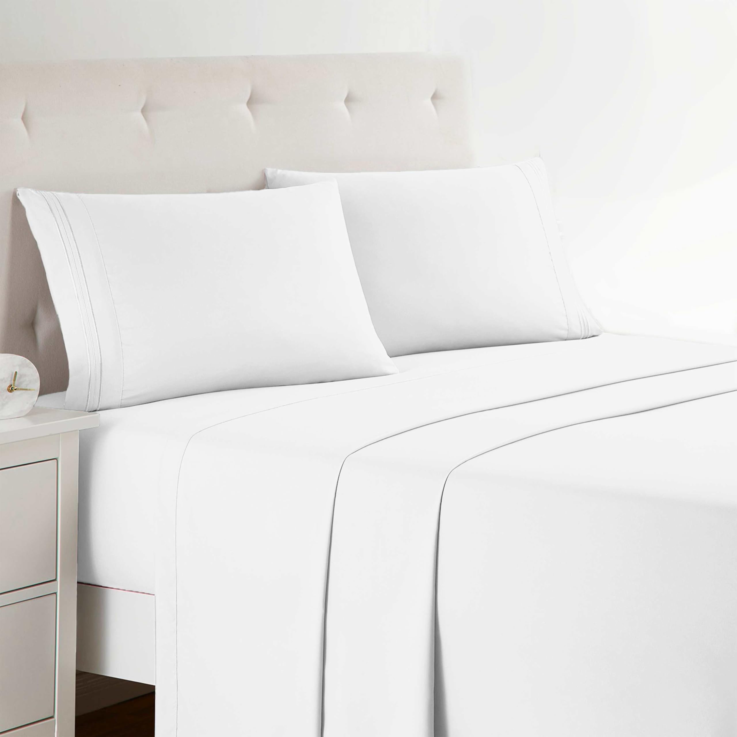 Clara Clark Bed Sheets, Premier 1800 Series 4 Piece Bed Sheet Set, Deep Pocket, Wrinkle, Fade, Stain Resistant, Luxury Soft Bedding Sheets & Pillowcases, Twin, Beach Blue