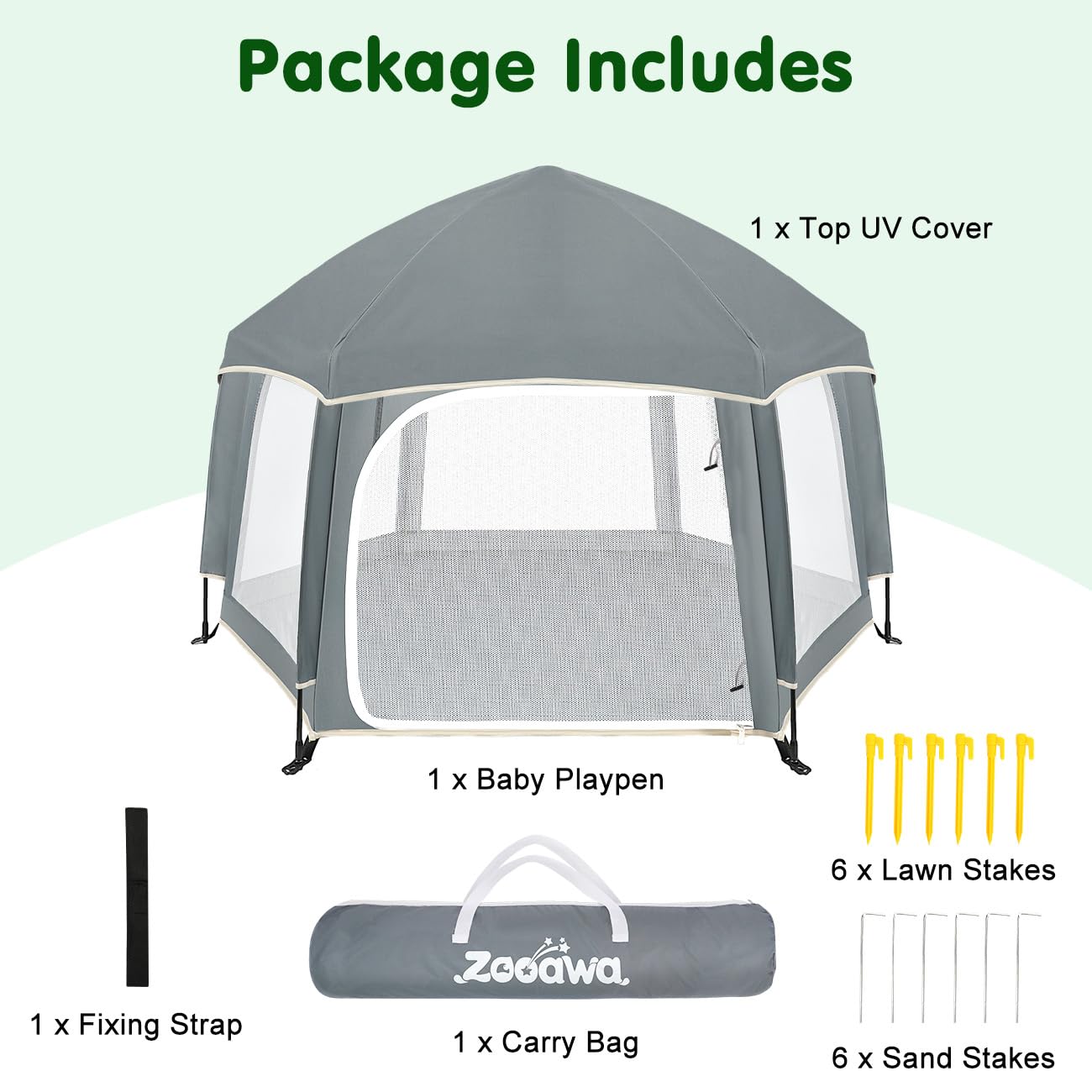 Pop Up Playpen for Baby, Portable Playpen for Babies and Toddlers with Removable Sun-Shades& 2 Side UV Covers, Lightweight Outdoor Baby Play-Pen for Beach Home with Travel Bag, Beige