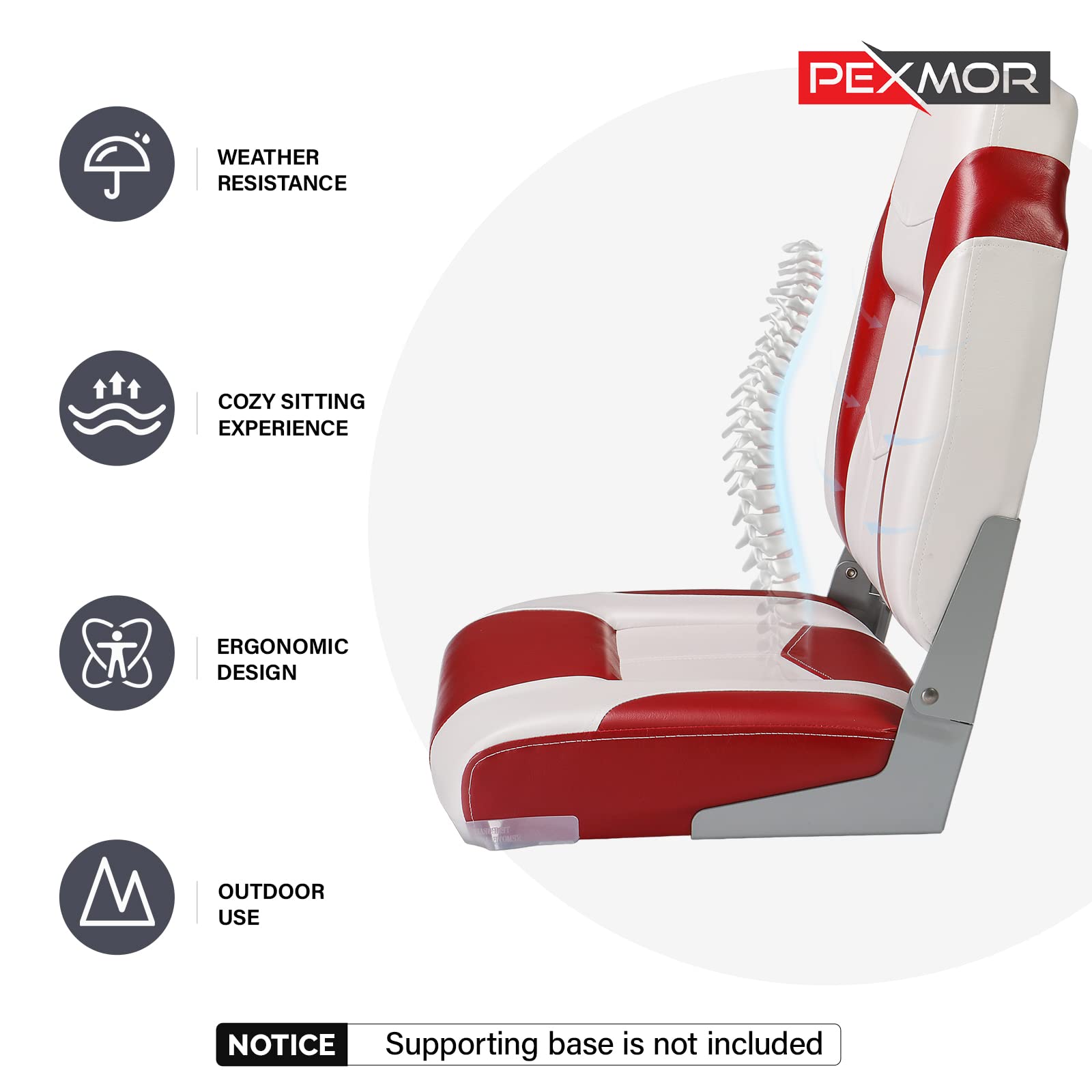 PEXMOR Boat Seats, Low/High Back, Folding, Waterproof, Captain Seat, 2 Packs (High Back-Blue & White)