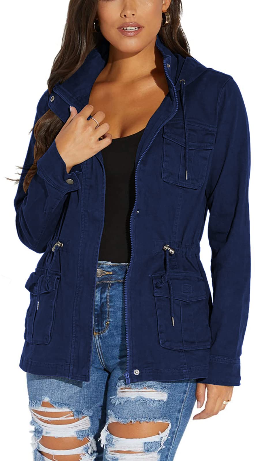 sexycherry Jackets for Women Casual Long Sleeve Lightweight Coats Full Zip Up with Lining Pockets