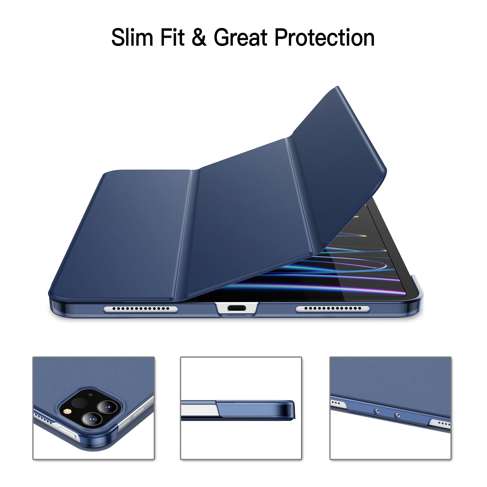 JETech Case ONLY for iPad Pro 11-Inch, 2022/2021/2020/2018 Model, Compatible with Pencil, Cover Auto Wake/Sleep (Black)