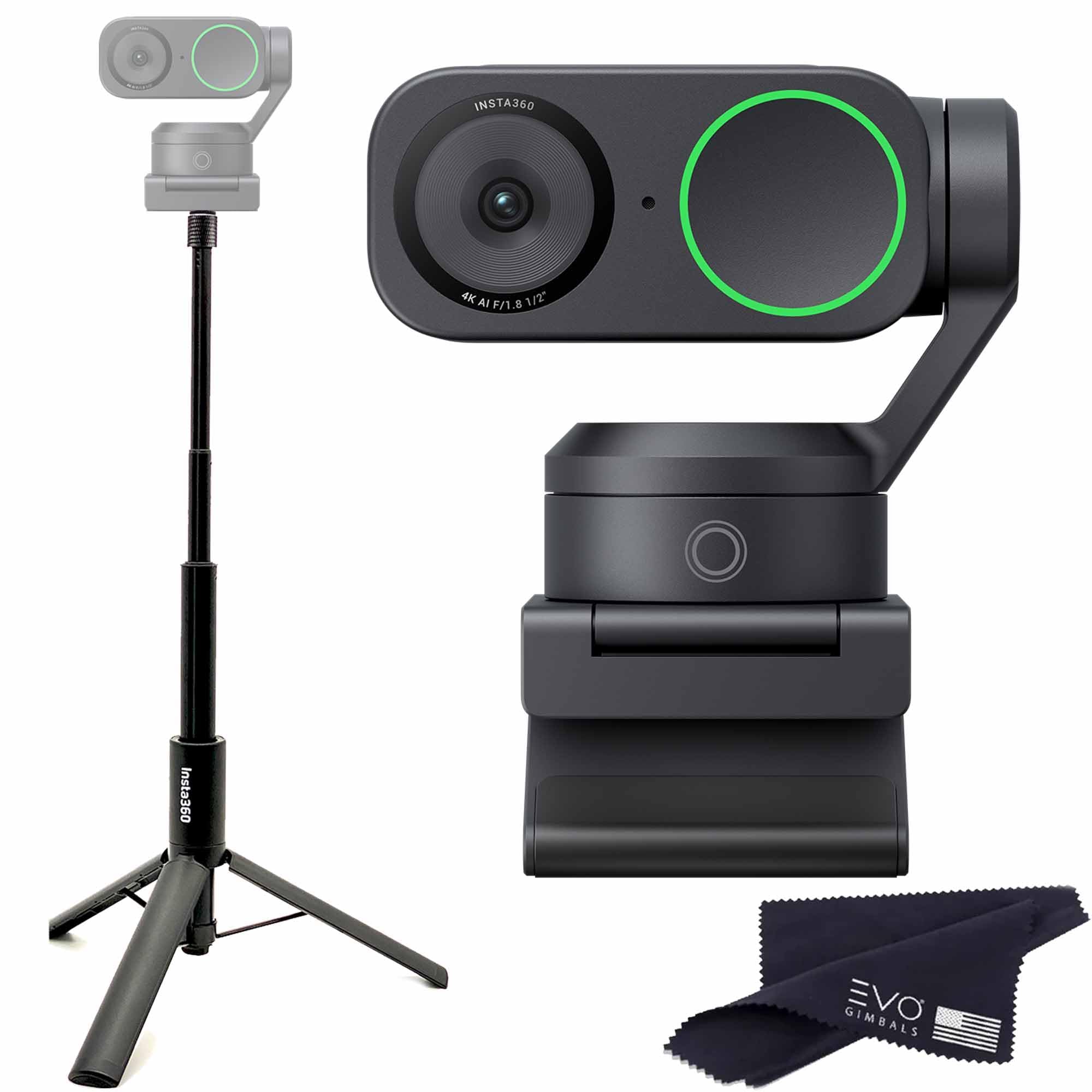 Insta360 Link 2-PTZ 4K Webcam with 1/2" Sensor, AI Tracking, Gesture Control, HDR, Noise-Canceling Mic, Webcam for Laptop, Live Streaming, Gaming