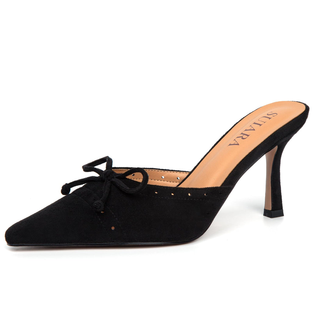 Kitten Heels for Women Closed Toe Heels Vintage Heeled Mules Sexy Pointy Studded Slip on Stiletto Dressy Pumps