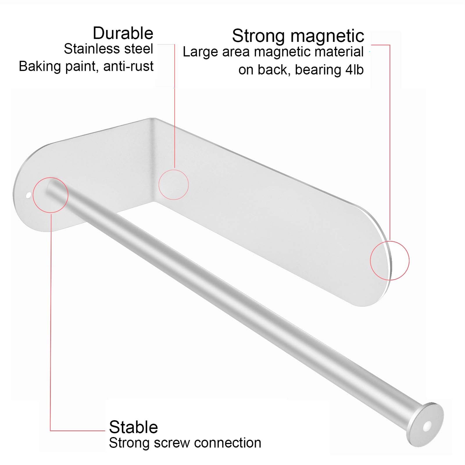 Magnetic Paper Towel Holders Heavy Duty Steel Brushed Holder with Strong Magnetic Backing - Fit for Large Paper Towels or Use as Hook - for Kitchen,Refrigerator,Grill,Garage,Shop