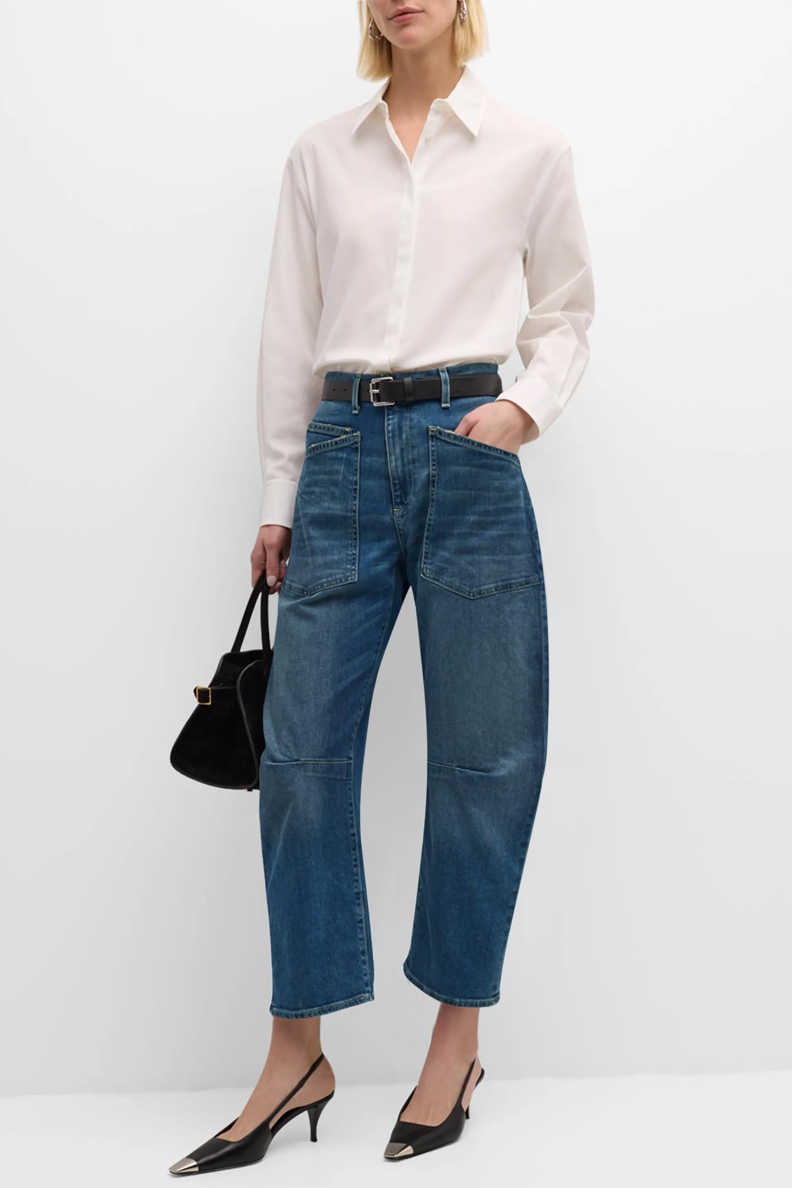 PLNOTME Womens Barrel Jeans High Waisted Baggy Boyfriend Wide Leg Denim Pants with Pockets
