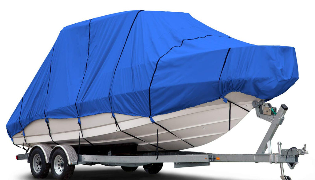 Budge B-620-X6 Blue 20'-22' Long (Beam Width up to 106") 600 Denier Waterproof Breathable Hard/T-Top Boat Cover