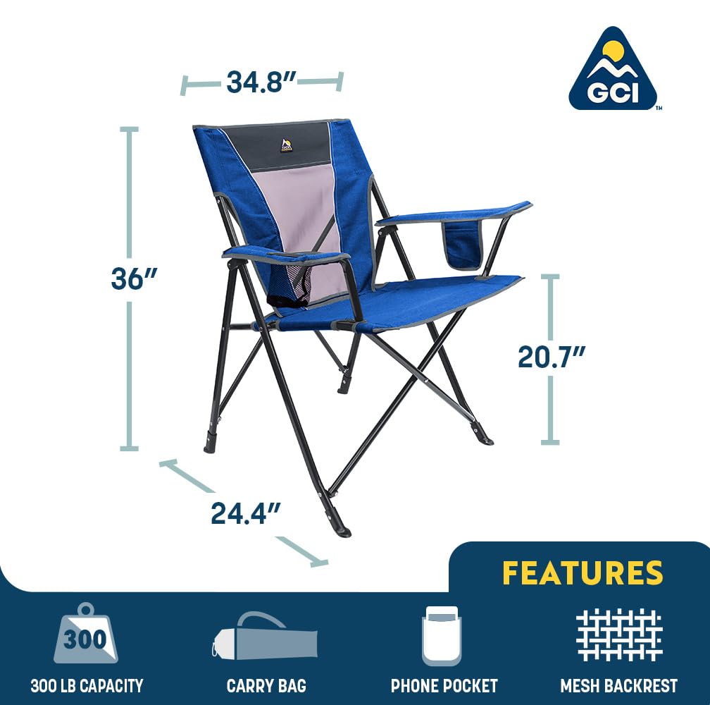 GCI Outdoor Comfort Pro Rocker Camping Chair | Portable Folding Rocking Chair with Durable Armrests & Drink Holder — Blush