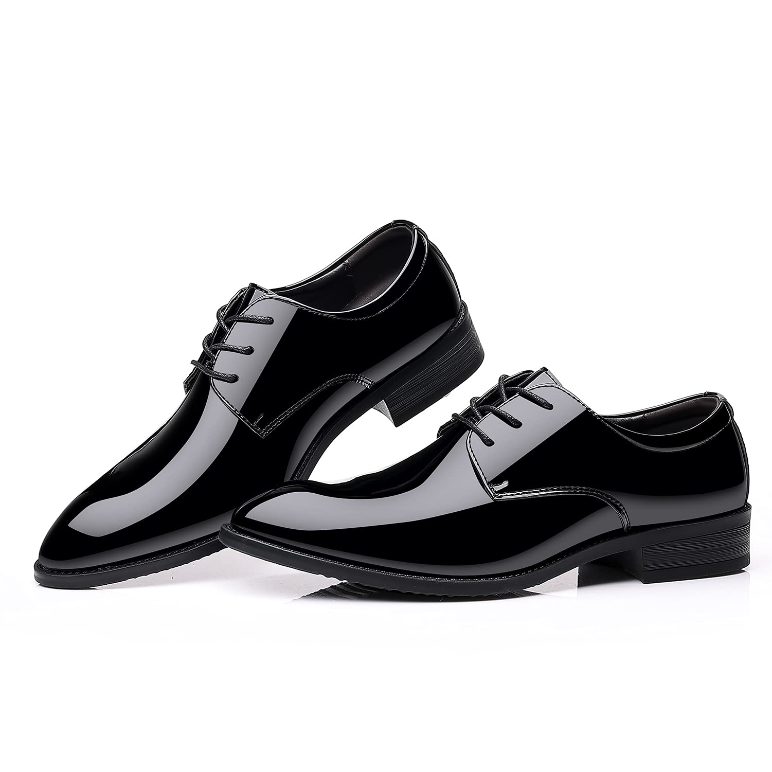 ZZHAP Men's Pointed-Toe Tuxedo Dress Shoes Casual Slip-on Loafer