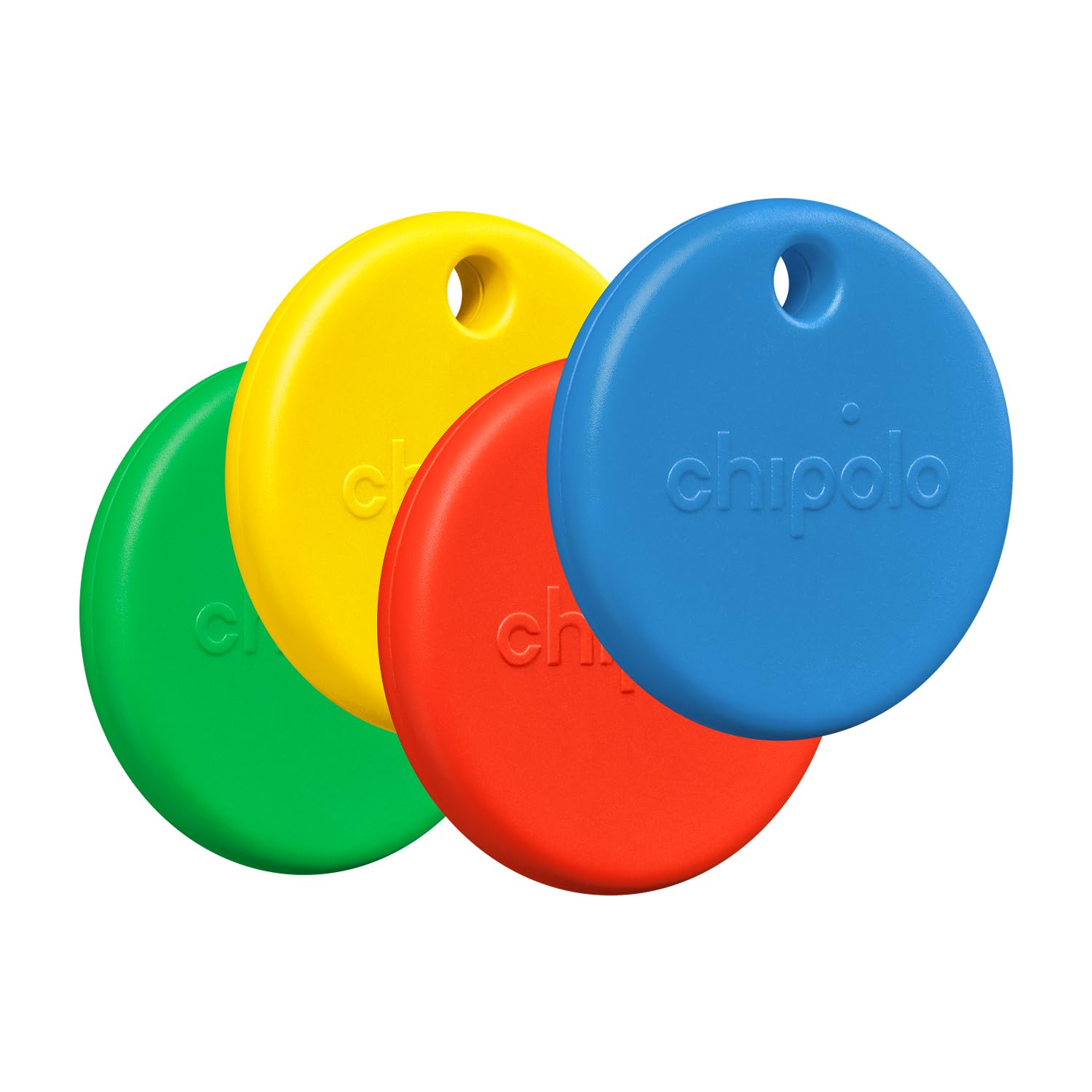 Chipolo POP Tracking Tag - Colorful, Compatible, Loud Bluetooth Tracker with Call Your Phone & Out of Range Alerts, Works with Apple Find My or Find Hub on Android - 4 Pack (Standard Mix)