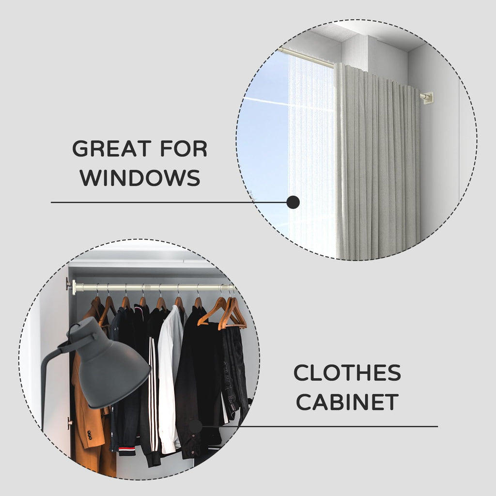 UIOSANRT Tension Shower Curtain Rod 31-55 Inches Non-Slip Shower Rod Tension Mounted No Drill Black Shower Curtain Rods Spring Tension Rod Adjustable Tension Curtain Rod for Windows Bathroom