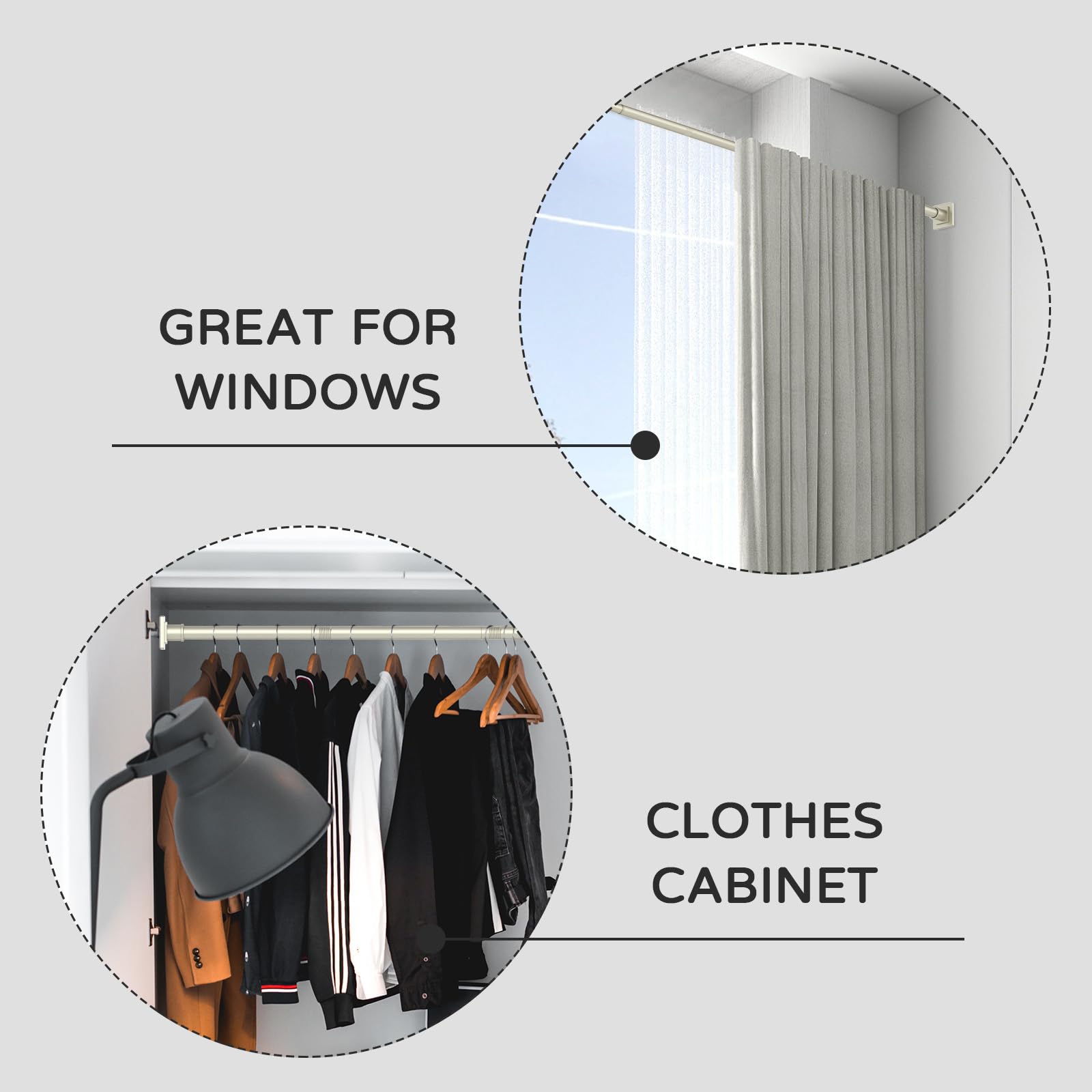 UIOSANRT Tension Shower Curtain Rod 31-55 Inches Non-Slip Shower Rod Tension Mounted No Drill Black Shower Curtain Rods Spring Tension Rod Adjustable Tension Curtain Rod for Windows Bathroom
