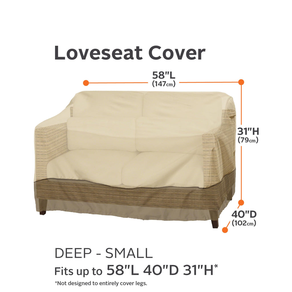 Classic Accessories Veranda Water-Resistant 58 Inch Deep Seated Patio Sofa/Loveseat Cover, Patio Furniture Covers