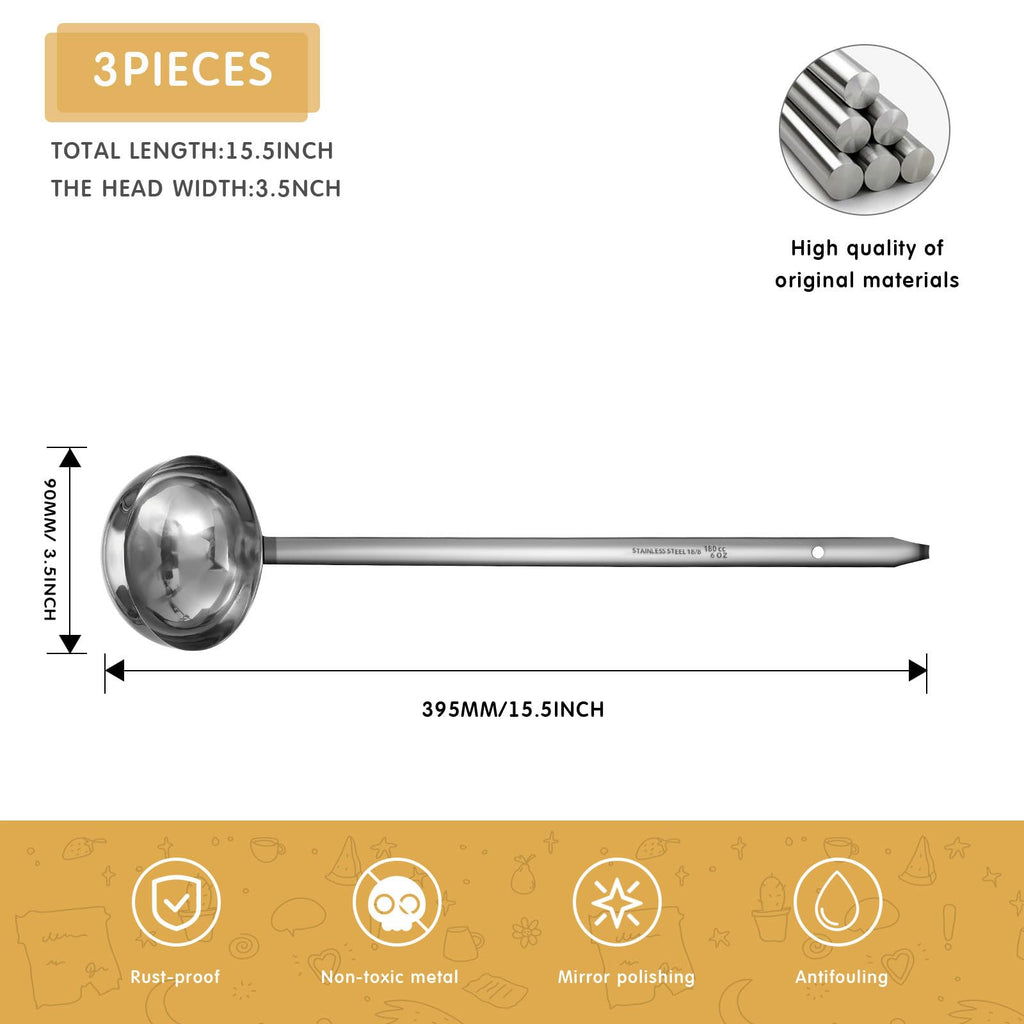 meekoo 1 Pieces Stainless Steel Ladle Soup Handle Ladle with Pouring Rim for Kitchen Cooking Soup Sauce (1 oz)