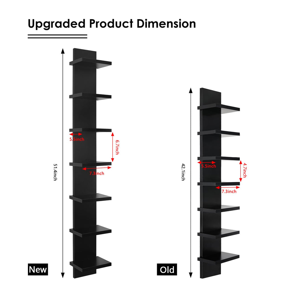 Homaterial Wall Shelves 4 Tier, Simple Vertical Corner Shelf for Room, Kitchen Wall Decor, Makeup Perfume Organizer,Decorative Shelving Unit, Black