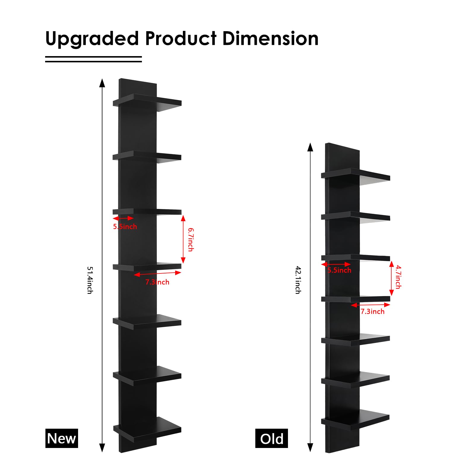 Homaterial Wall Shelves 4 Tier, Simple Vertical Corner Shelf for Room, Kitchen Wall Decor, Makeup Perfume Organizer,Decorative Shelving Unit, Black