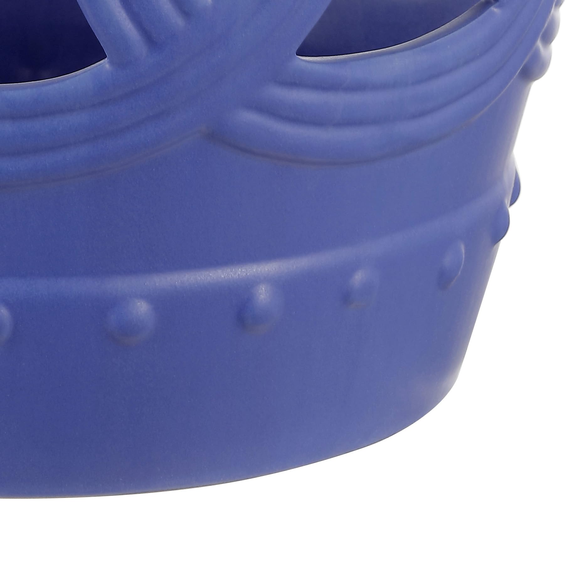 JONATHAN Y Lucky Coins 16" Ceramic Garden Stool, Contemporary Blue/White Cutout Interlocking Rings Drum Indoor/Outdoor Side Table and Plant Stand for Patio, Garden, Living Room TBL1027A