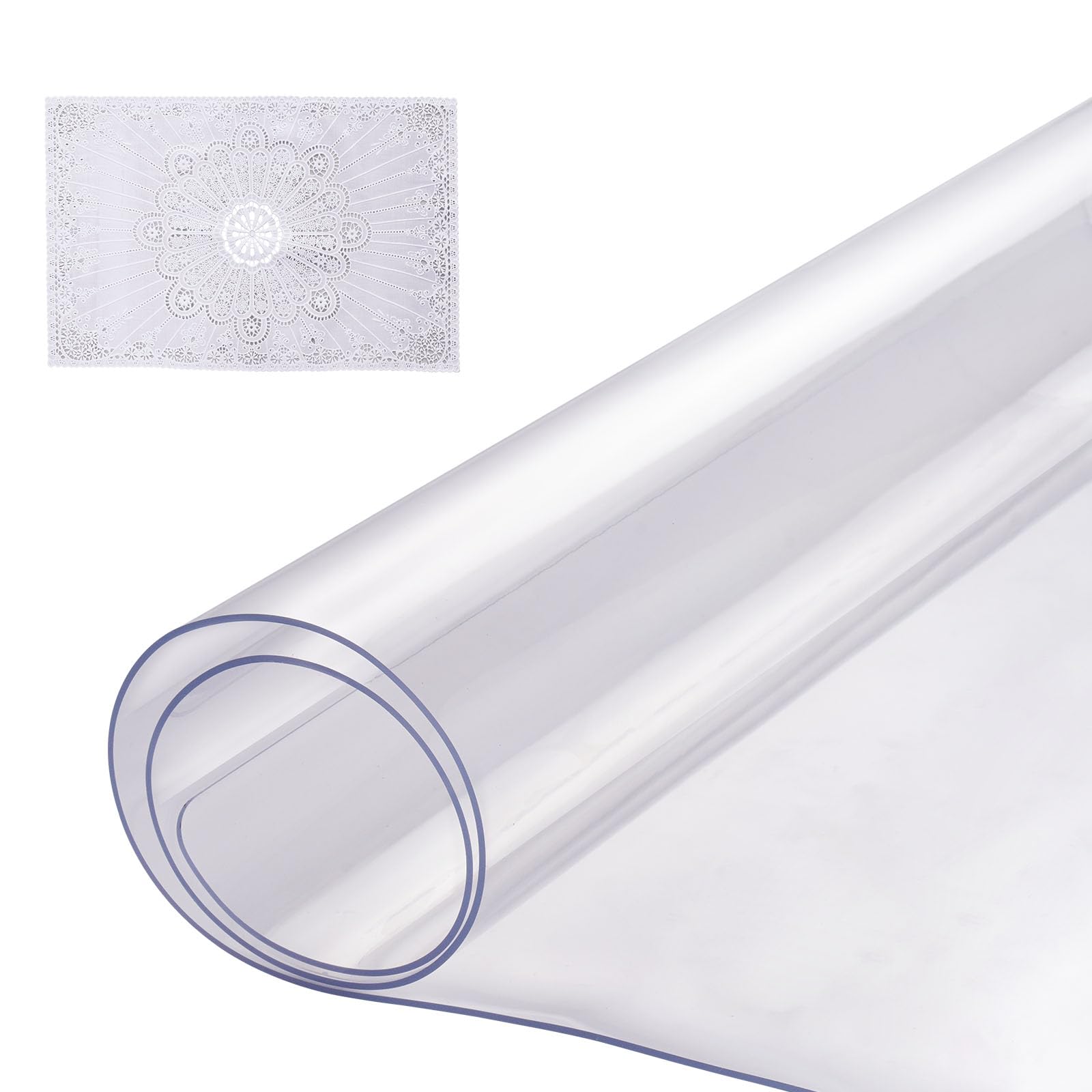 VEVOR Clear PVC Square Tablecloth, 12" x 12", 1.5mm Thick, Waterproof, Stain Resistant, Durable, Desk, Coffee Table, Dining Room Table