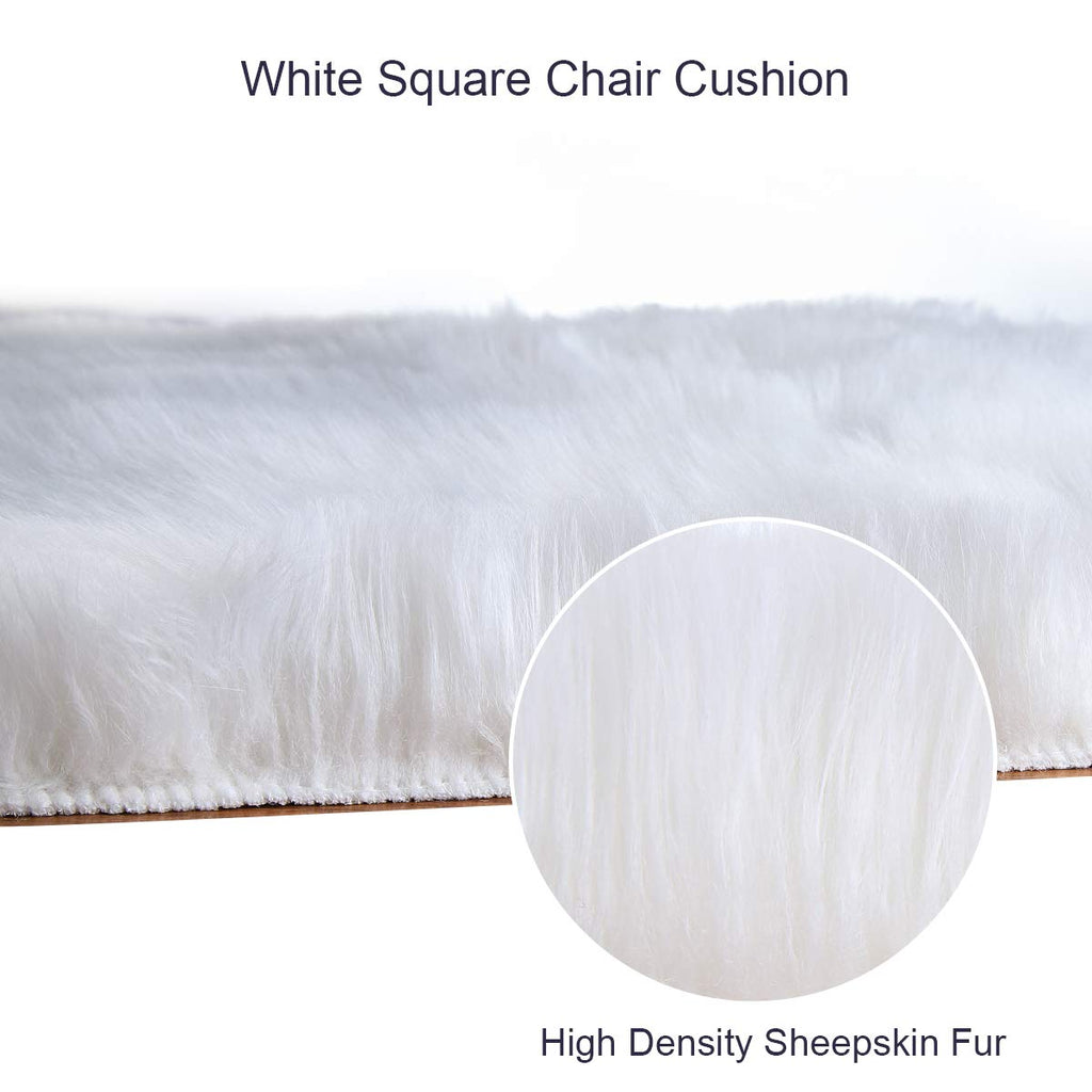Softlife Black Faux Fur Sheepskin Chair Cover Seats Cushion Pad Super Soft Area Rugs for Living Bedroom Sofa Dorm (1.6ft x 1.6ft)