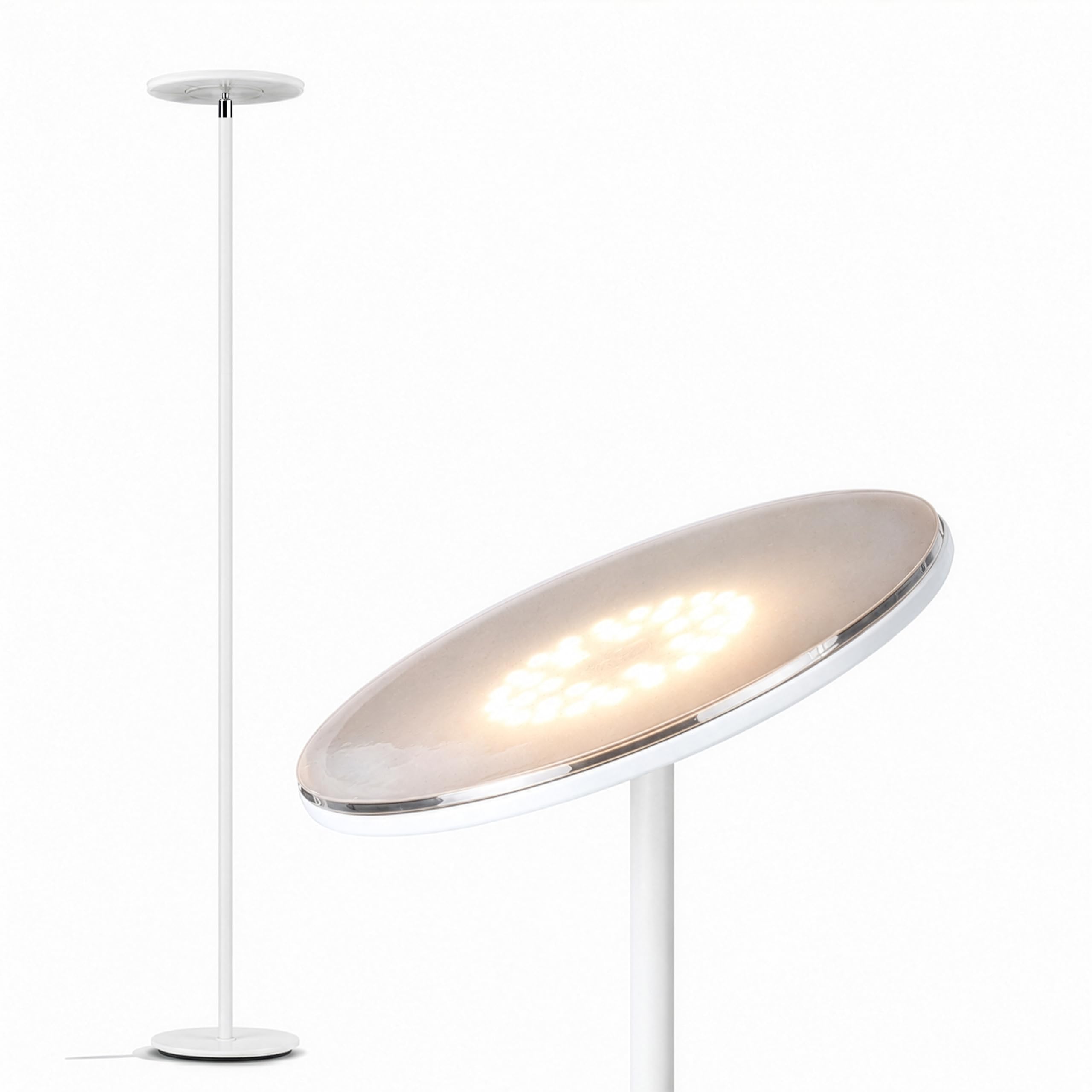 Brightech Sky LED Floor lamp, Torchiere Super Bright Floor Lamp for Living Room Decor & Office - Dimmable, Tall Standing Lamp with Warm Light for Bedroom & Reading - Bronze