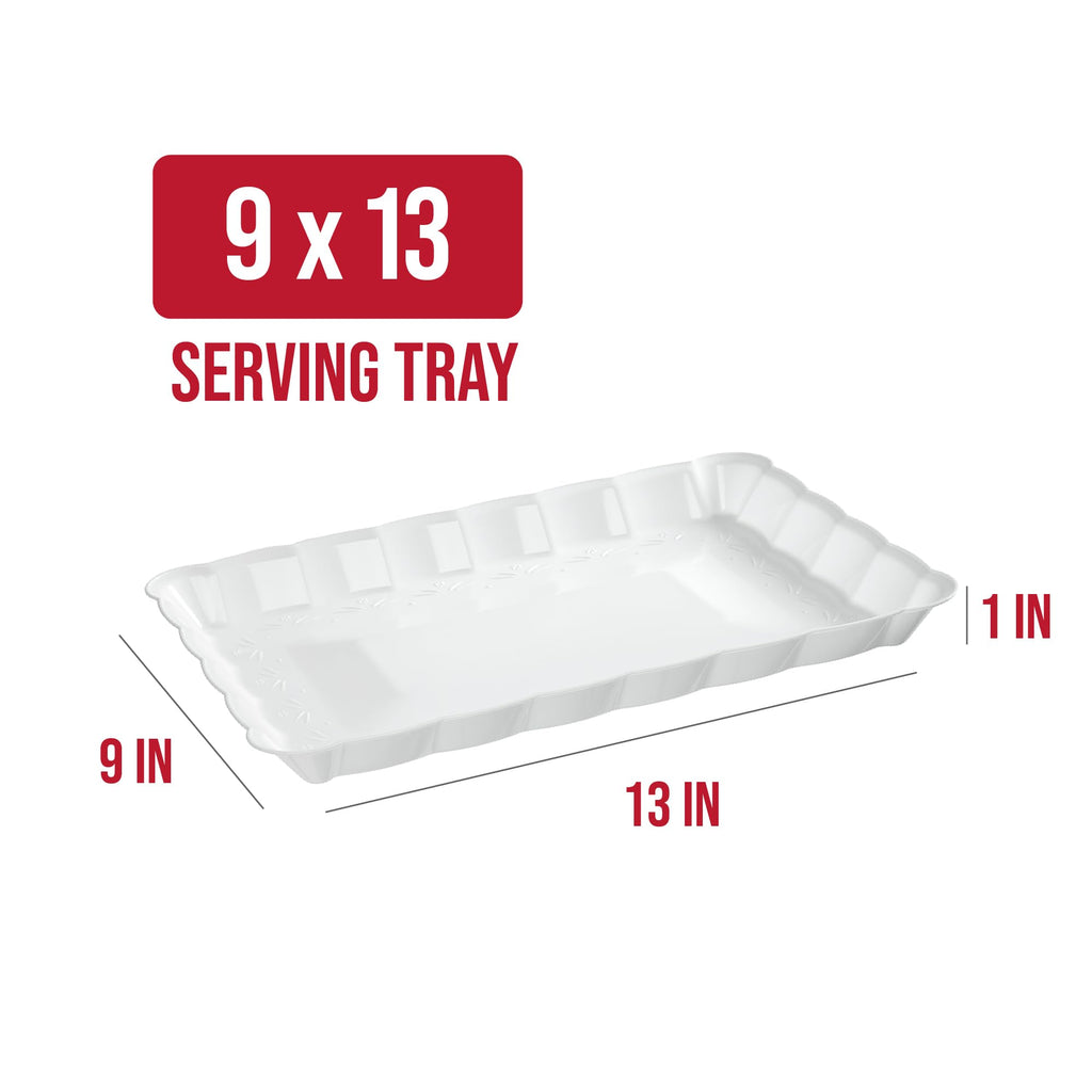 Plasticpro Plastic Serving Trays - Serving Platters Rectangle 9X13 Disposable Party Dish 4 Black Trays