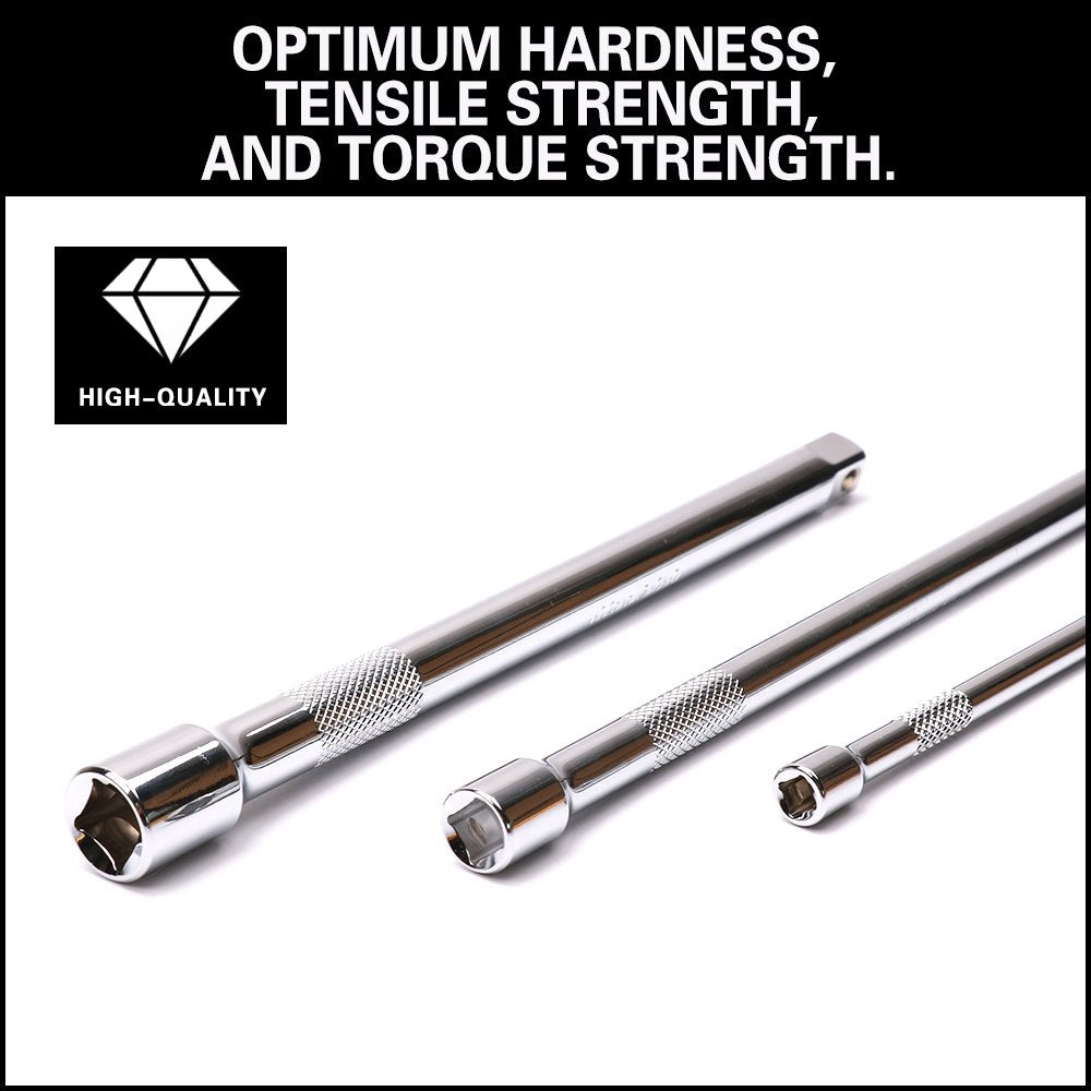 HORUSDY 6-Piece Impact Sockets Adapter Sets, 3-Inch and 6-Inch Hex Shank 1/4" 3/8" 1/2"