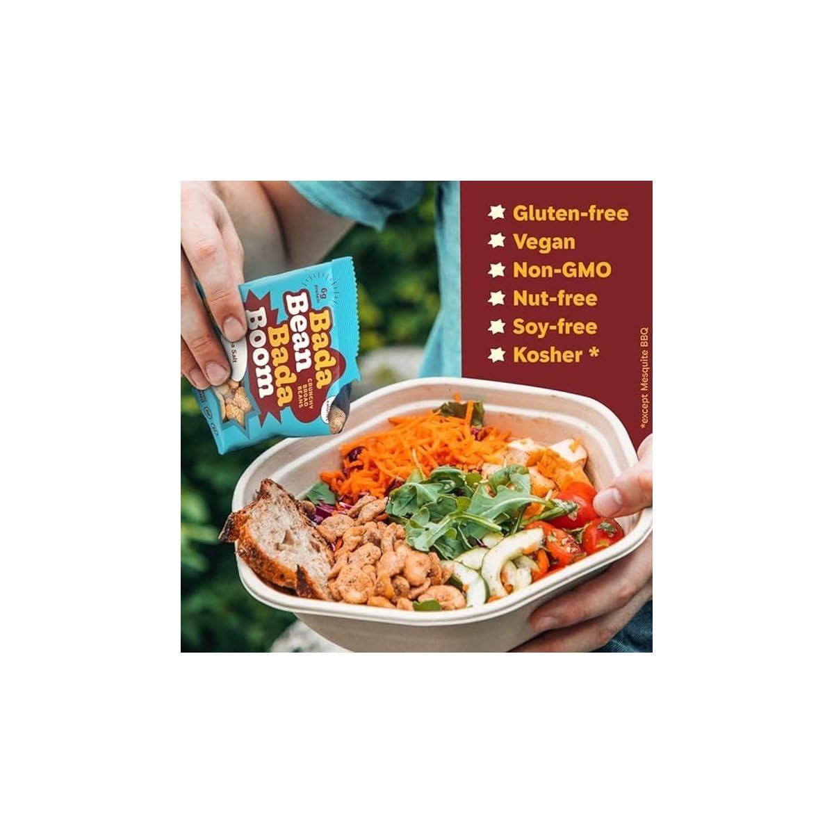 Bada Bean Bada Boom, Crunchy Roasted Broad Bean Snacks (Fava), High Protein, Vegan, Gluten-free - 110 Calorie Packs, Buffalo Wing, 4.5 Ounce (Pack of 6)