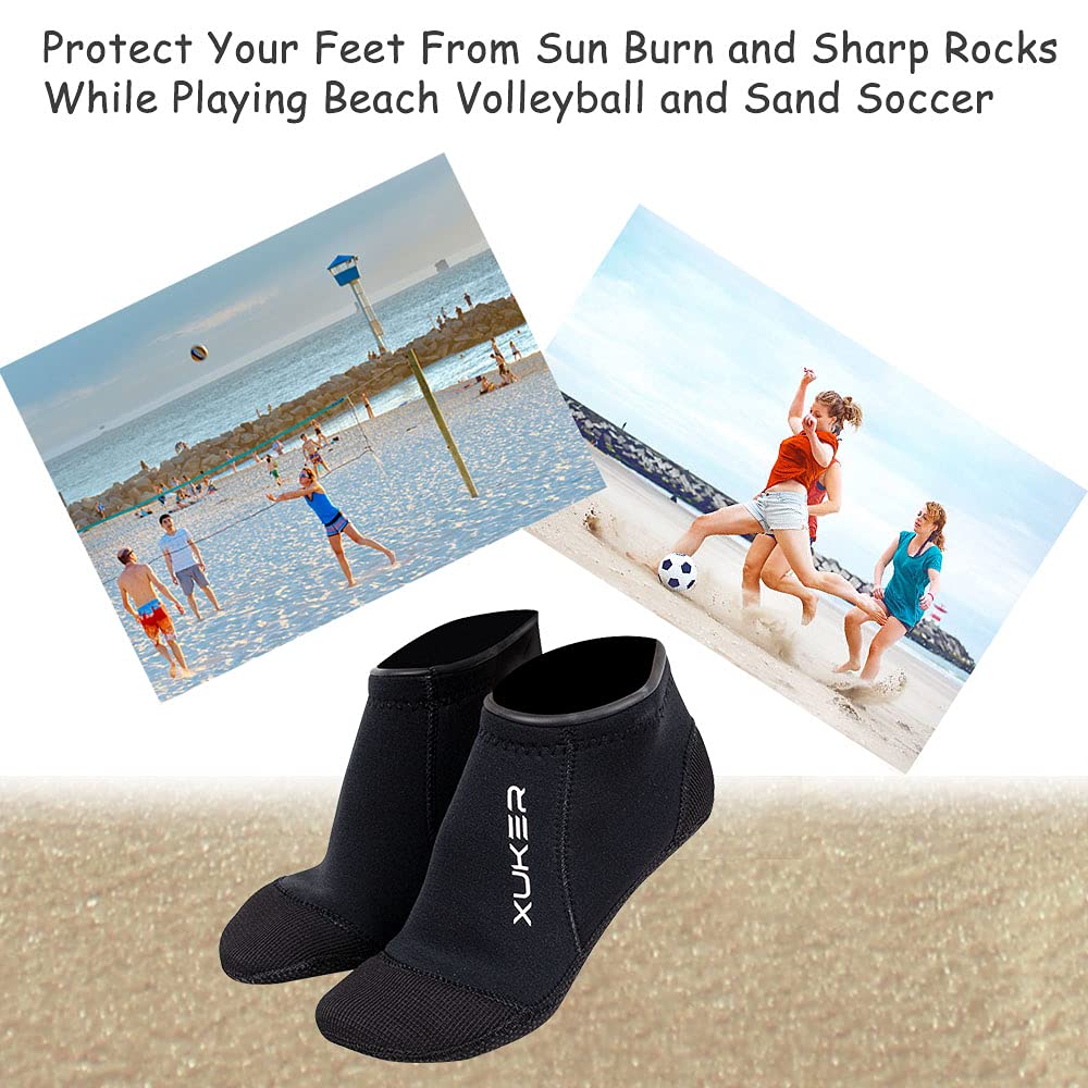 XUKER Neoprene Water Socks 3mm, Sand Proof Beach Volleyball Socks Diving Socks for Outdoor Water Sports
