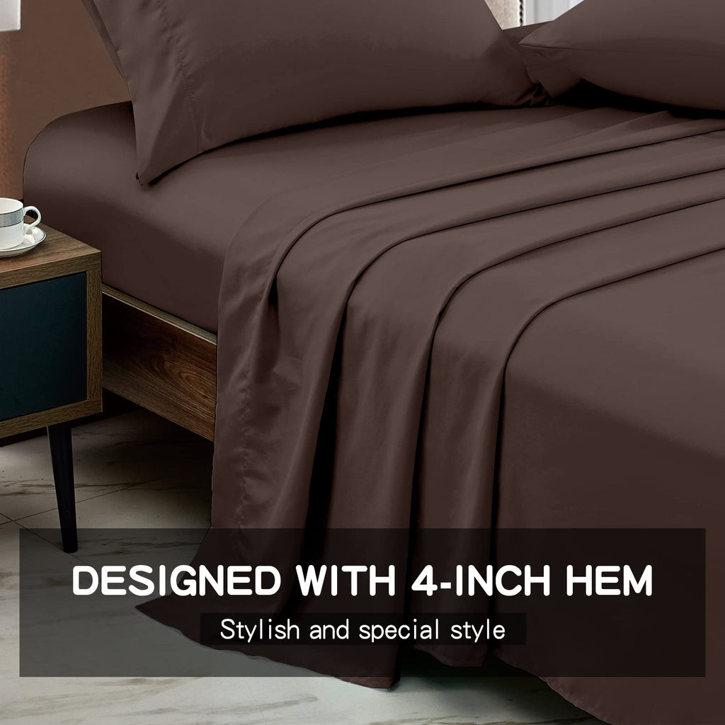 FreshCulture Twin XL Flat Sheet - Hotel Quality Twin XL Flat Sheet Only - Brushed Microfiber Top Sheet - Ultra Soft & Breathable - Wrinkle-Free - Easy Care - Single Flat Sheet (Twin XL, Beige)