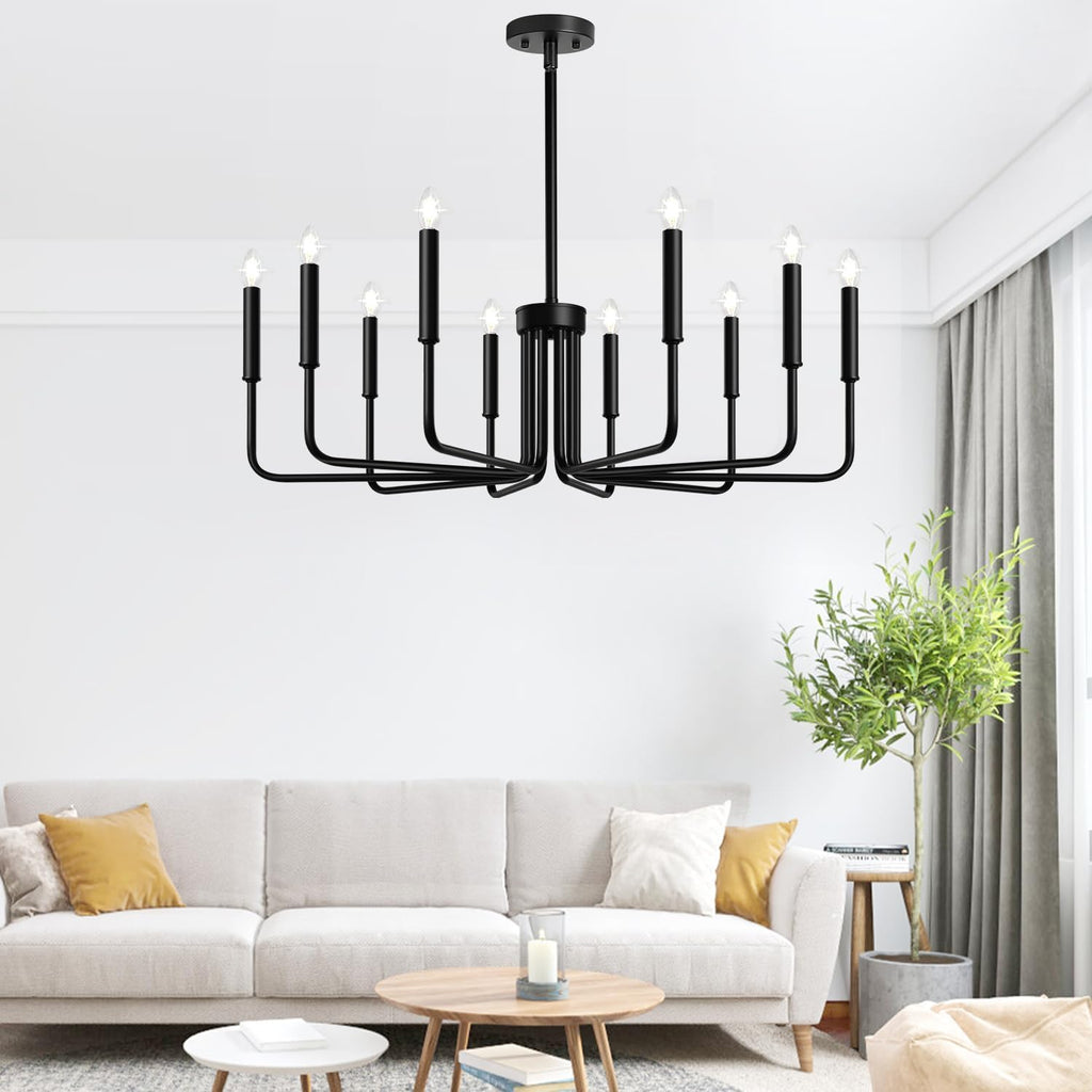 Rustic Black Chandelier, 6-Light Antique Farmhouse Chandelier for Dining Room Lighting Fixtures, Vintage Candle Pendant Light Fixtures Chandeliers for Dining Room Bedroom, Foyer and Living Room