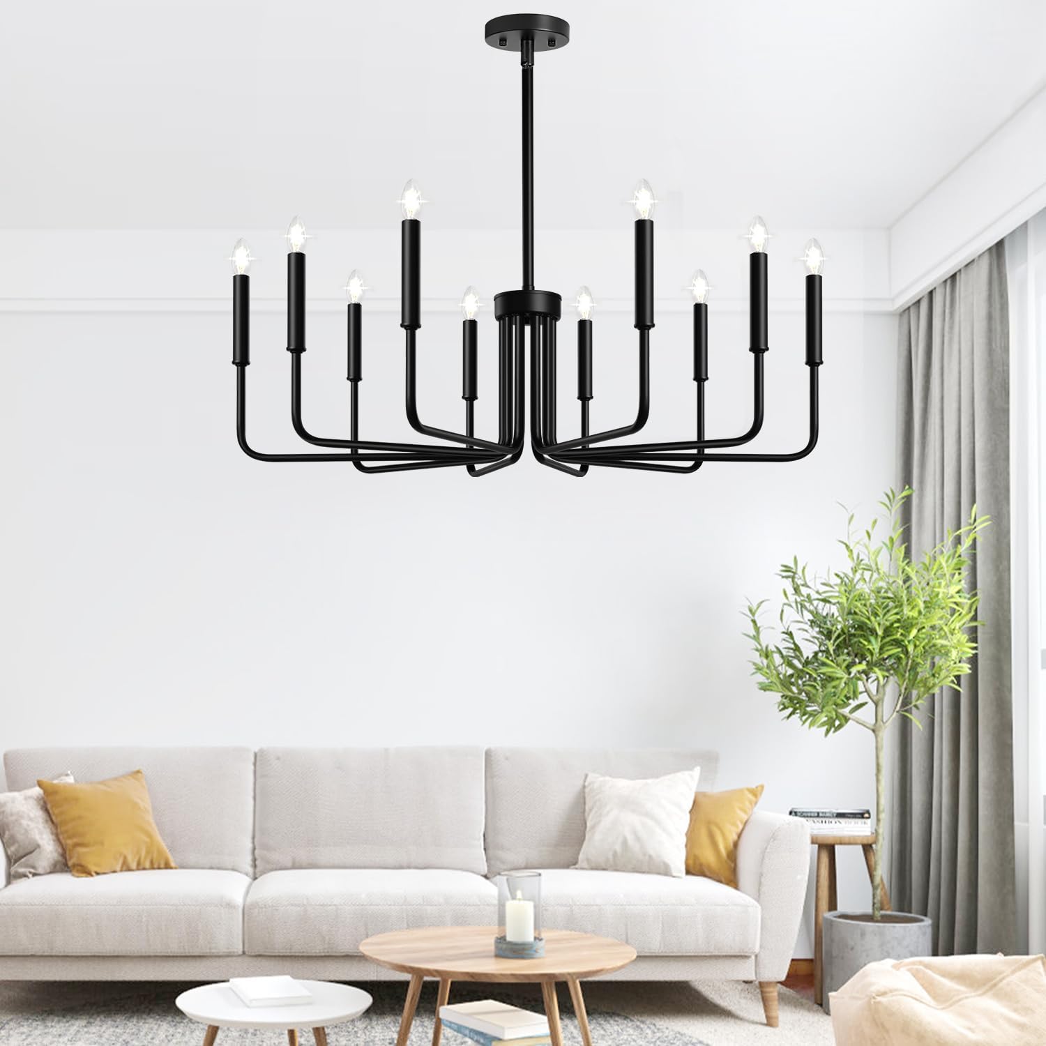 Rustic Black Chandelier, 6-Light Antique Farmhouse Chandelier for Dining Room Lighting Fixtures, Vintage Candle Pendant Light Fixtures Chandeliers for Dining Room Bedroom, Foyer and Living Room