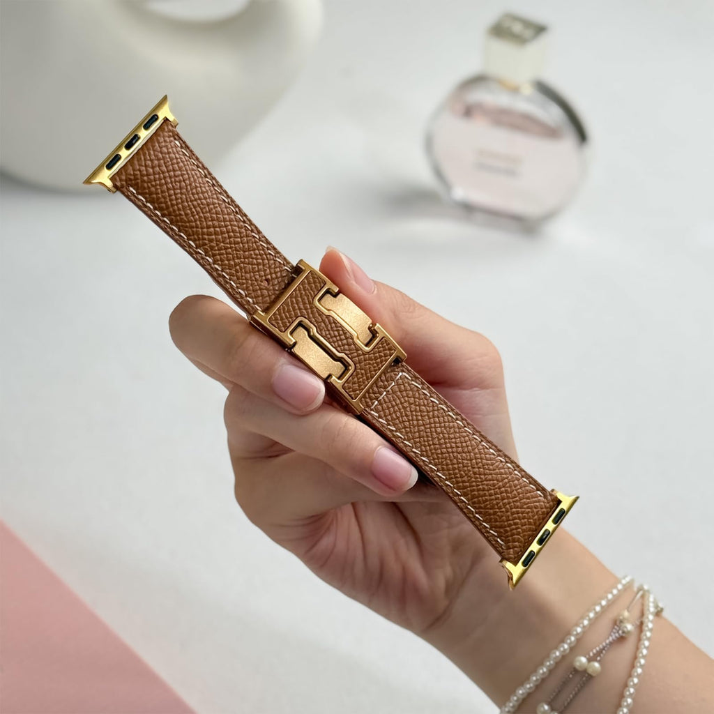 Designer Leather Band Compatible with Apple Watch 49mm46mm45mm44mm42mm41mm 40mm38mm for Women,Magnetic Buckle Replacement Strap for iWatch Ultra 3/2 /1 SE 3/2/1 Series 11/10/9/8/7/6/5/4/3/2/1