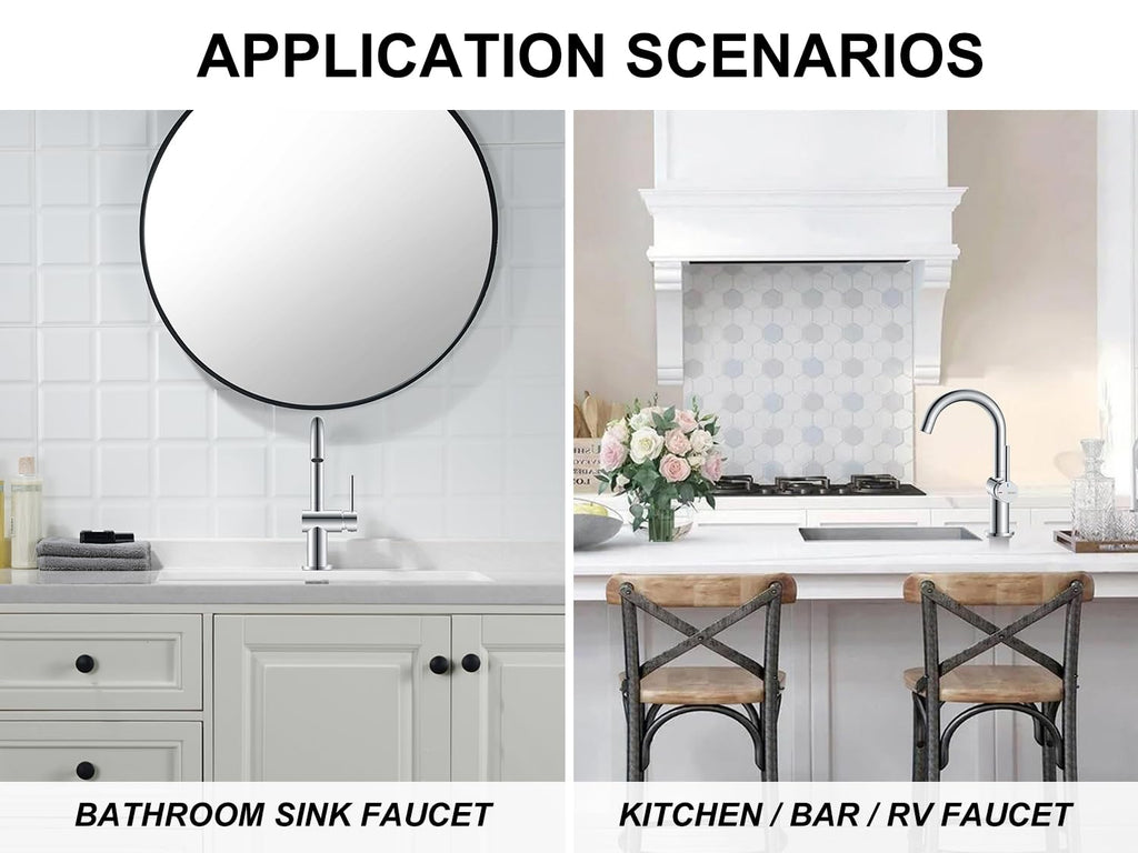 KENES Black and Gold Single Handle Bathroom Sink Faucet, Modern Prep Wet Bar Sink Faucet with Drain Assembly & Deck Plate, Vanity Faucets for Farmhouse RV Camper Utility, KE-9005B-BG