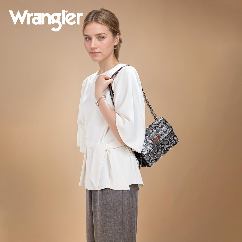 Wrangler Flap Crossbody Purse for Women Shoulder Bag Vintage Wallets with Chain Strap