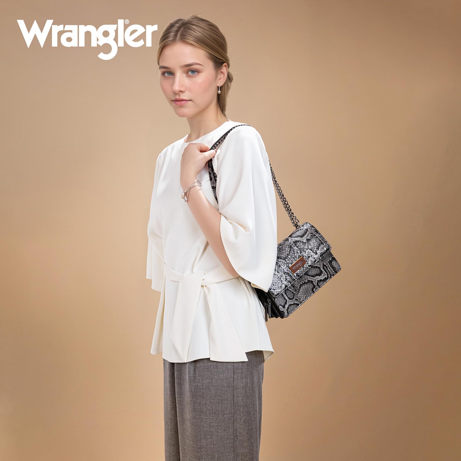 Wrangler Flap Crossbody Purse for Women Shoulder Bag Vintage Wallets with Chain Strap