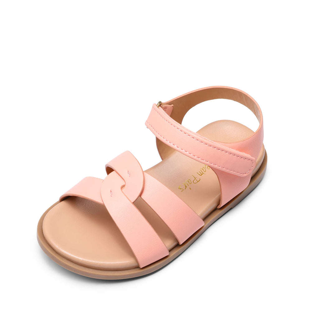 DREAM PAIRS Girls Sandals Open Toe Princess Flat Sandals Strappy Summer Shoes Toddler/Little Kid