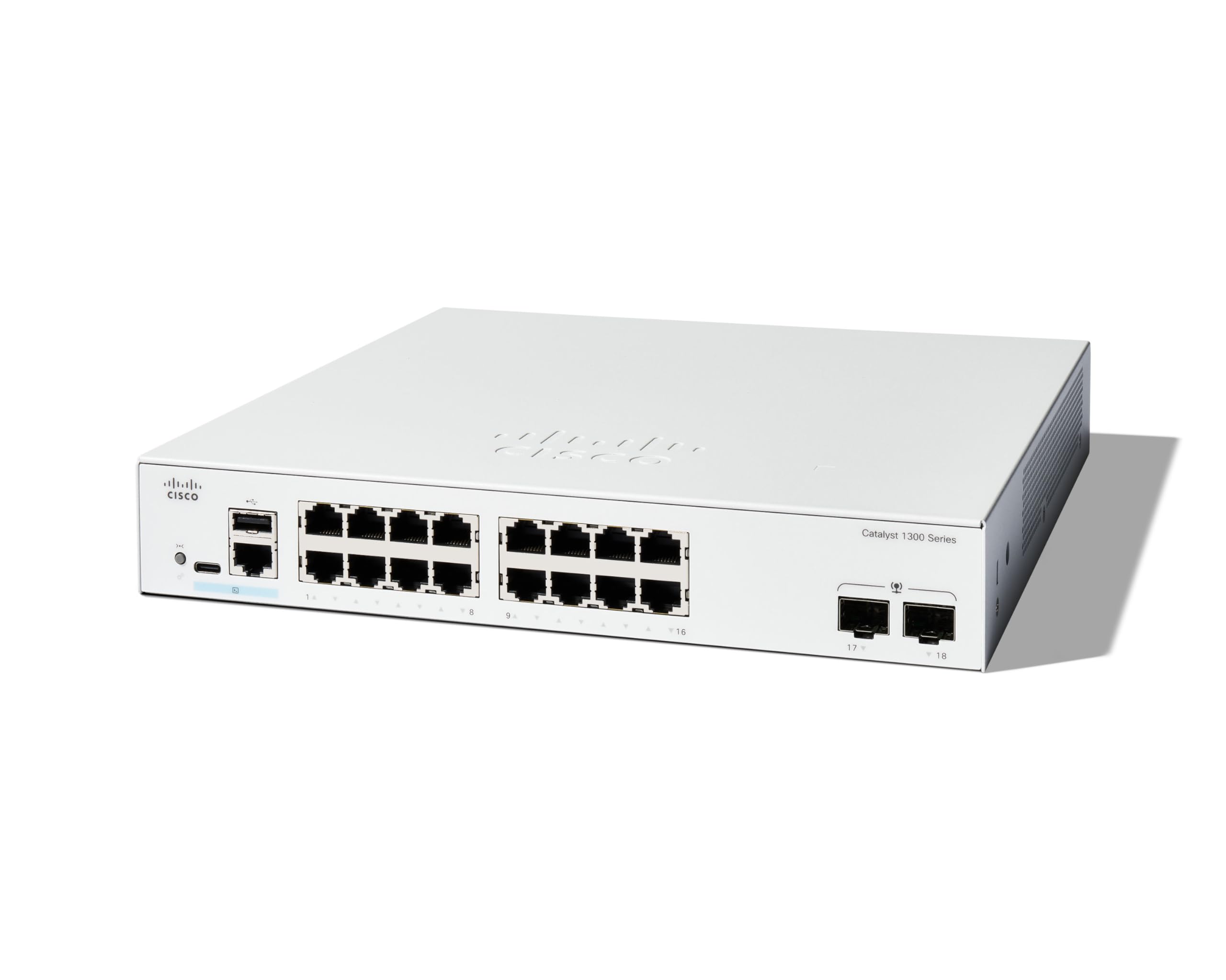 Cisco Catalyst 1300-16XTS Managed Switch, 8 Port 10G Copper, 8x10GE SFP+, Limited Lifetime Protection (C1300-16XTS)