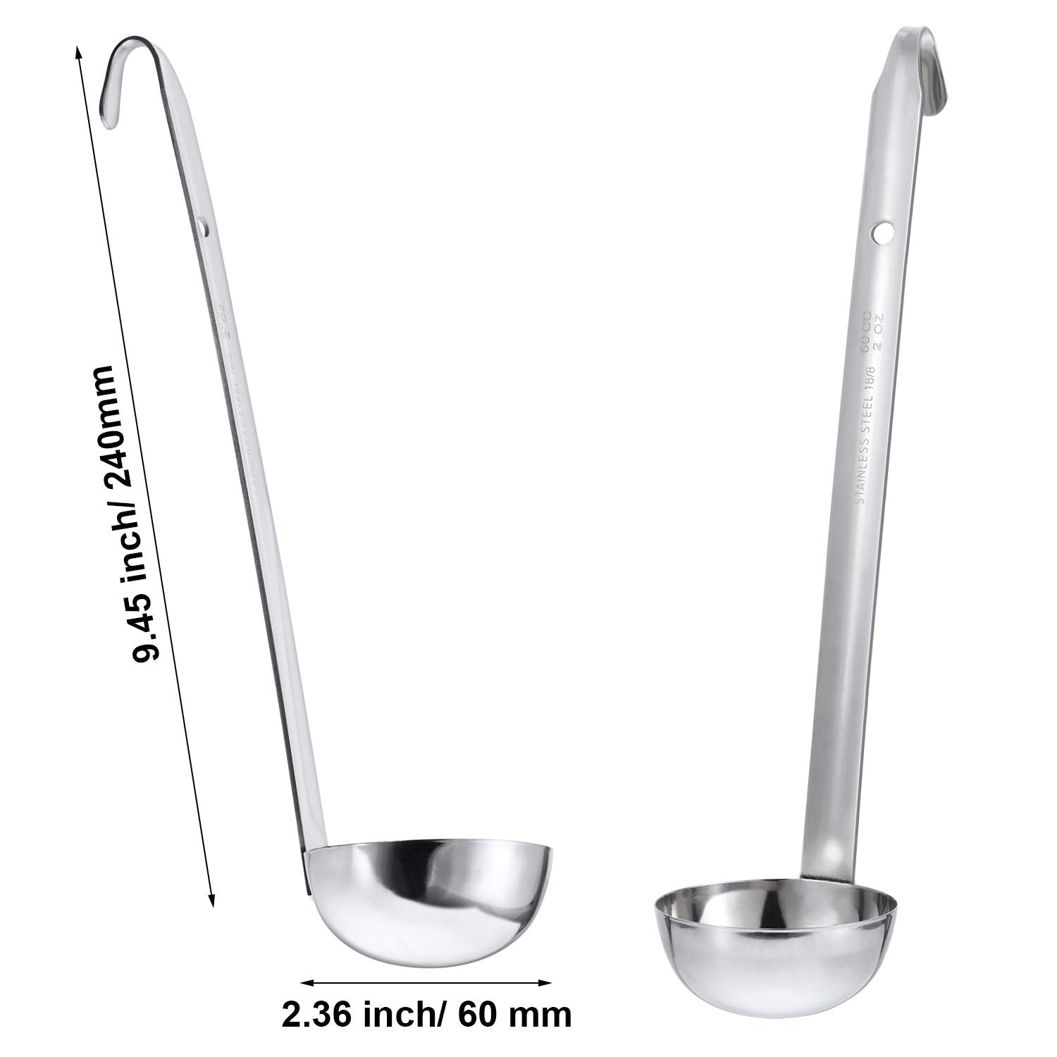 meekoo 1 Pieces Stainless Steel Ladle Soup Handle Ladle with Pouring Rim for Kitchen Cooking Soup Sauce (1 oz)