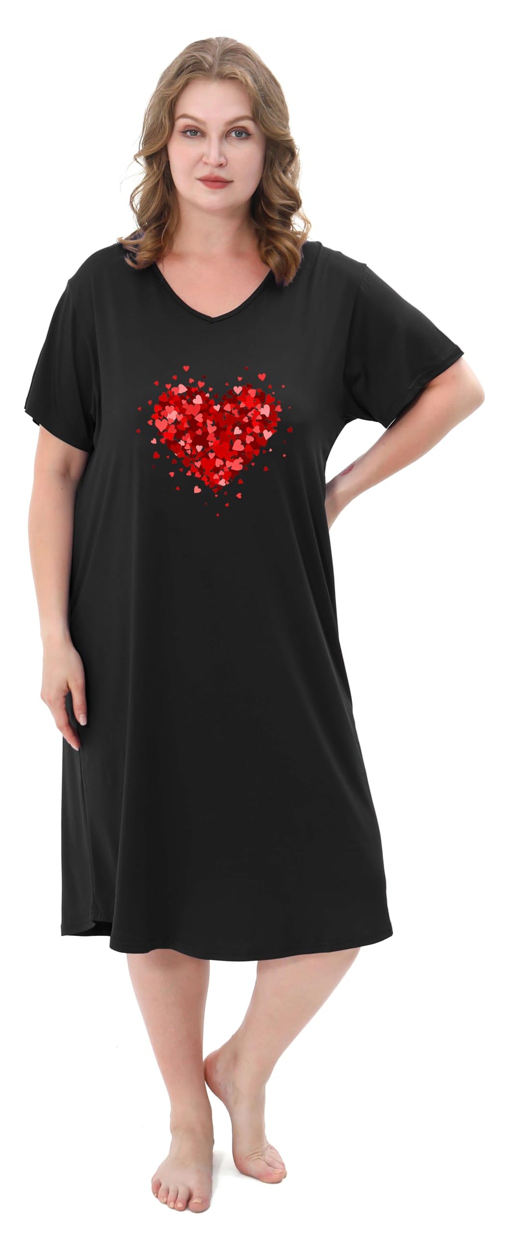 3 Pack Plus Size Women's Nightgown Soft Print Nightshirts for Women Short Sleeve Sleepwear