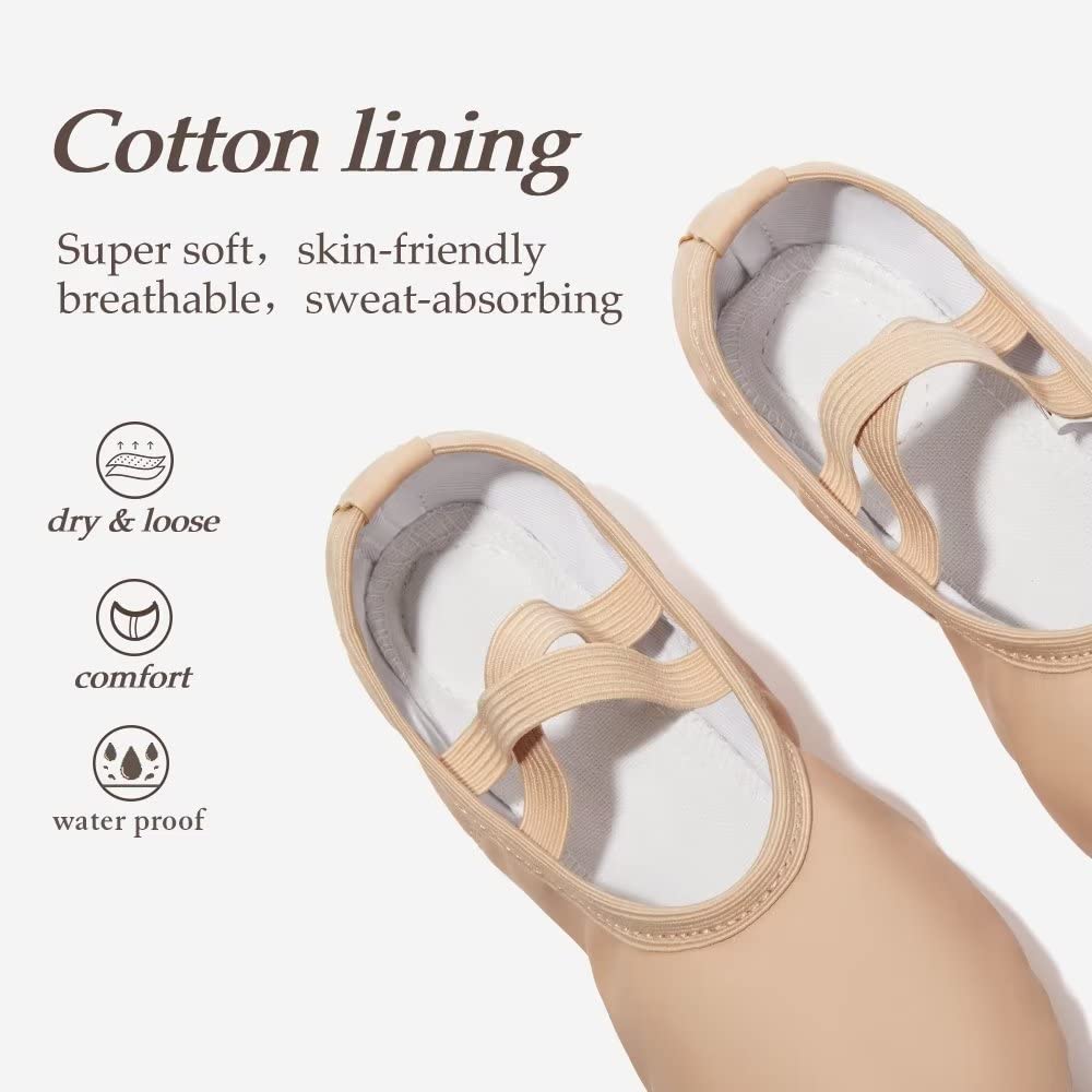 DyingSwan Toddler Ballet Shoes for Girls, Soft Leather Ballet Slippers, No-Tie Ballet Shoes Dance Shoes for Girls (Toddler/Little/Big Kid/Women)
