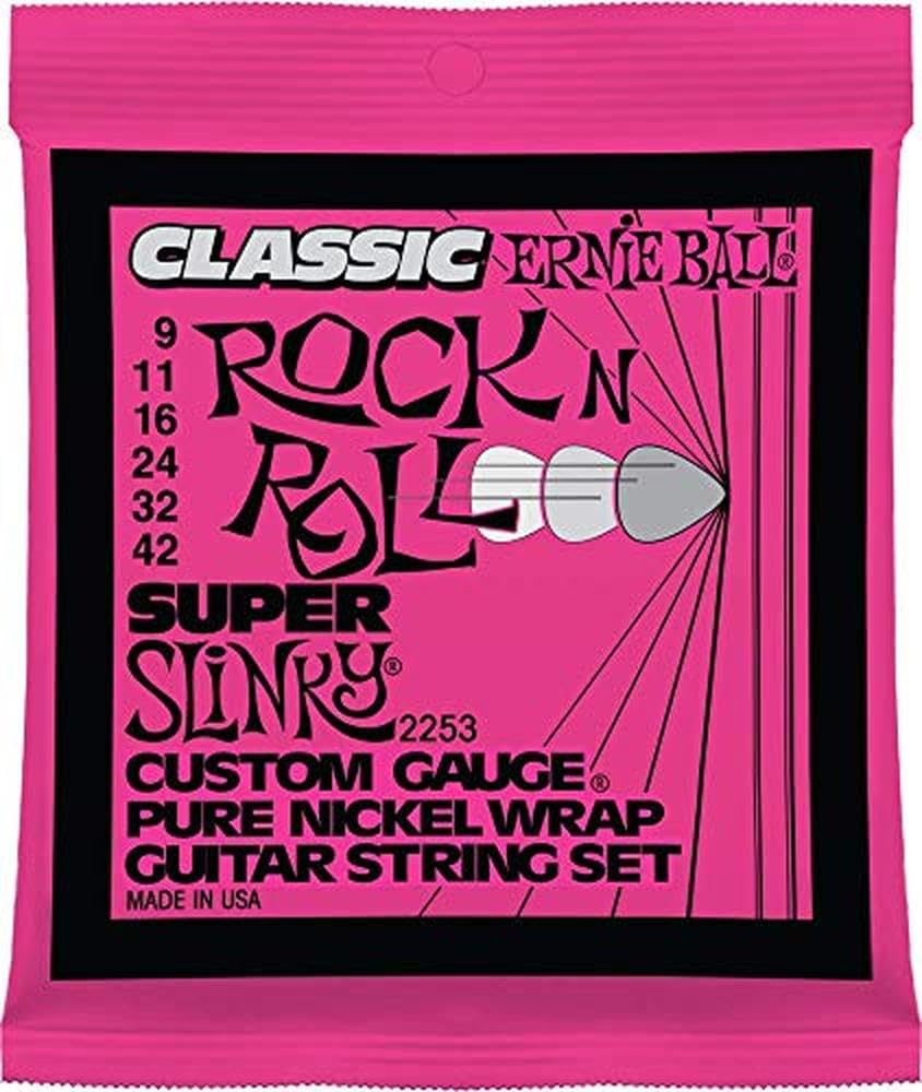 Ernie Ball Extra Slinky Classic Pure Nickel Electric Guitar Strings, 8-38 Gauge (P02255) (Pack of 2)