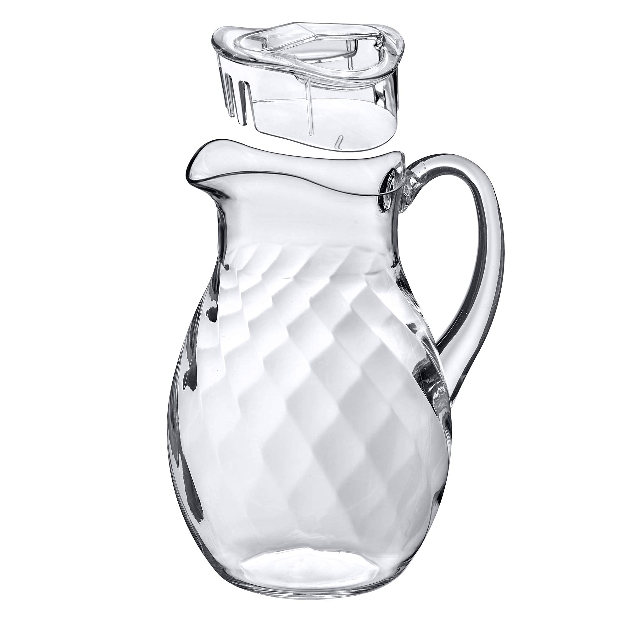 Amazing Abby - Bubbly Whirly - Plastic Pitcher (64 oz, 2 Quart), Clear Water Pitcher with Lid, Fridge Jug, BPA-Free, Shatter-Proof, Great for Iced Tea, Sangria, Lemonade, Juice, Milk, and More