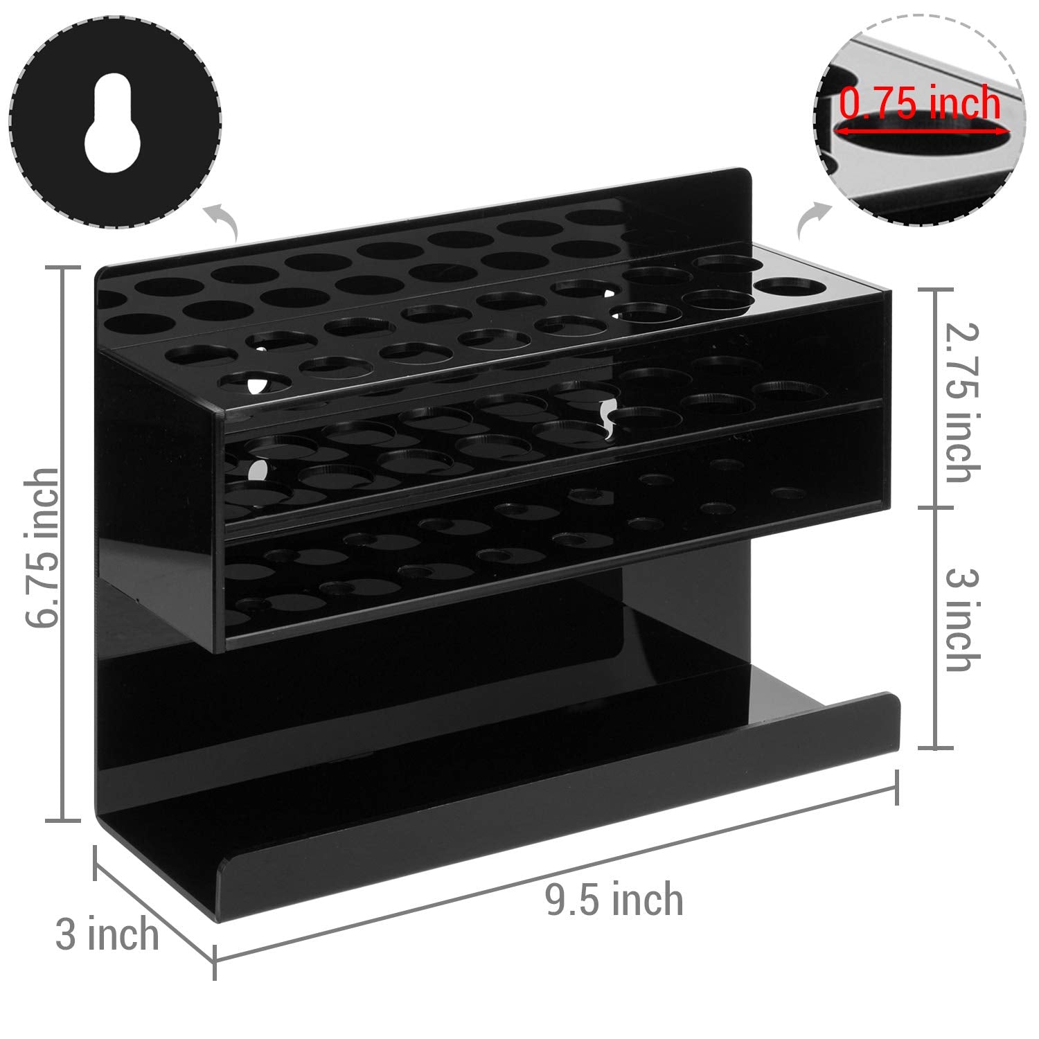 MyGift Dry Erase Marker Holder 10 Slots Whiteboard Marker Holder for Wall Dry Erase Eraser Holder Wall Mount Black