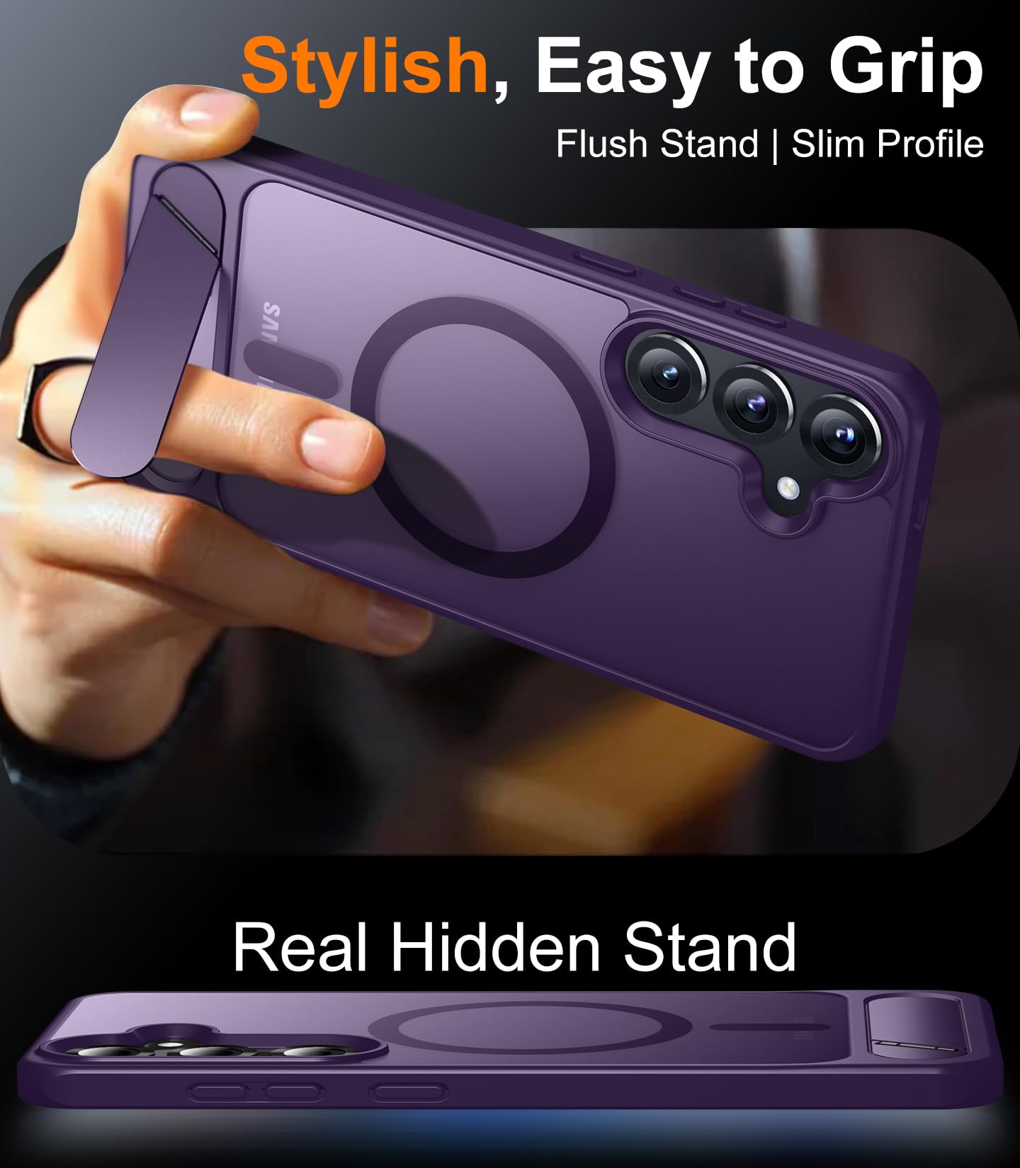 for Samsung Galaxy Z Fold 8 Case,[Compatible with MagSafe][Built-in HD Screen Protector & Kickstand][Hinge Protection]Translucent Matte Full-Body Shockproof Phone Case for Galaxy Z Fold 8,Black