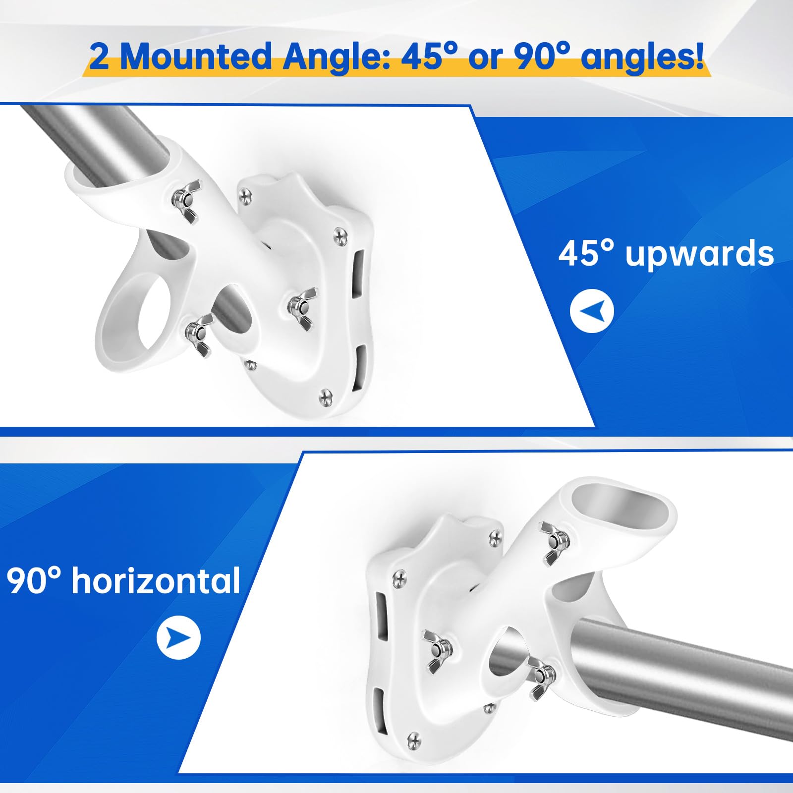 Flag Pole Holder, Anovo Flag Pole Brackets Mount Outside House Heavy-Duty Aluminum Metal Rust Proof Bracket 1" Inner Diameter 2 Positions with Hardwares for Outdoor Wall Mounting Porch(Black-1 Pack)