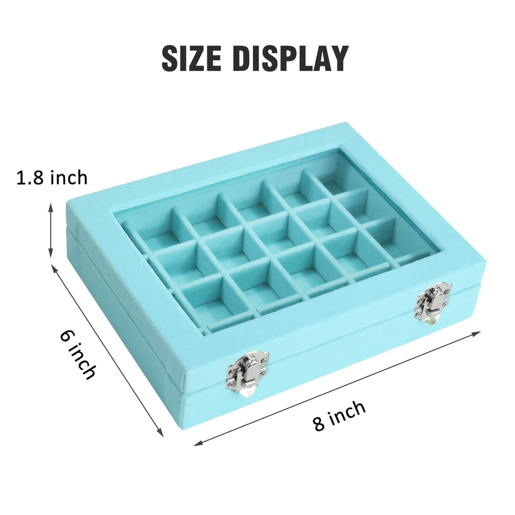 Vicoter Velvet Jewelry Box 24 Grid Jewelry Ring Display Organiser Box Tray Holder Earrings Storage Case for Girls Wife Mom Women (Beige)