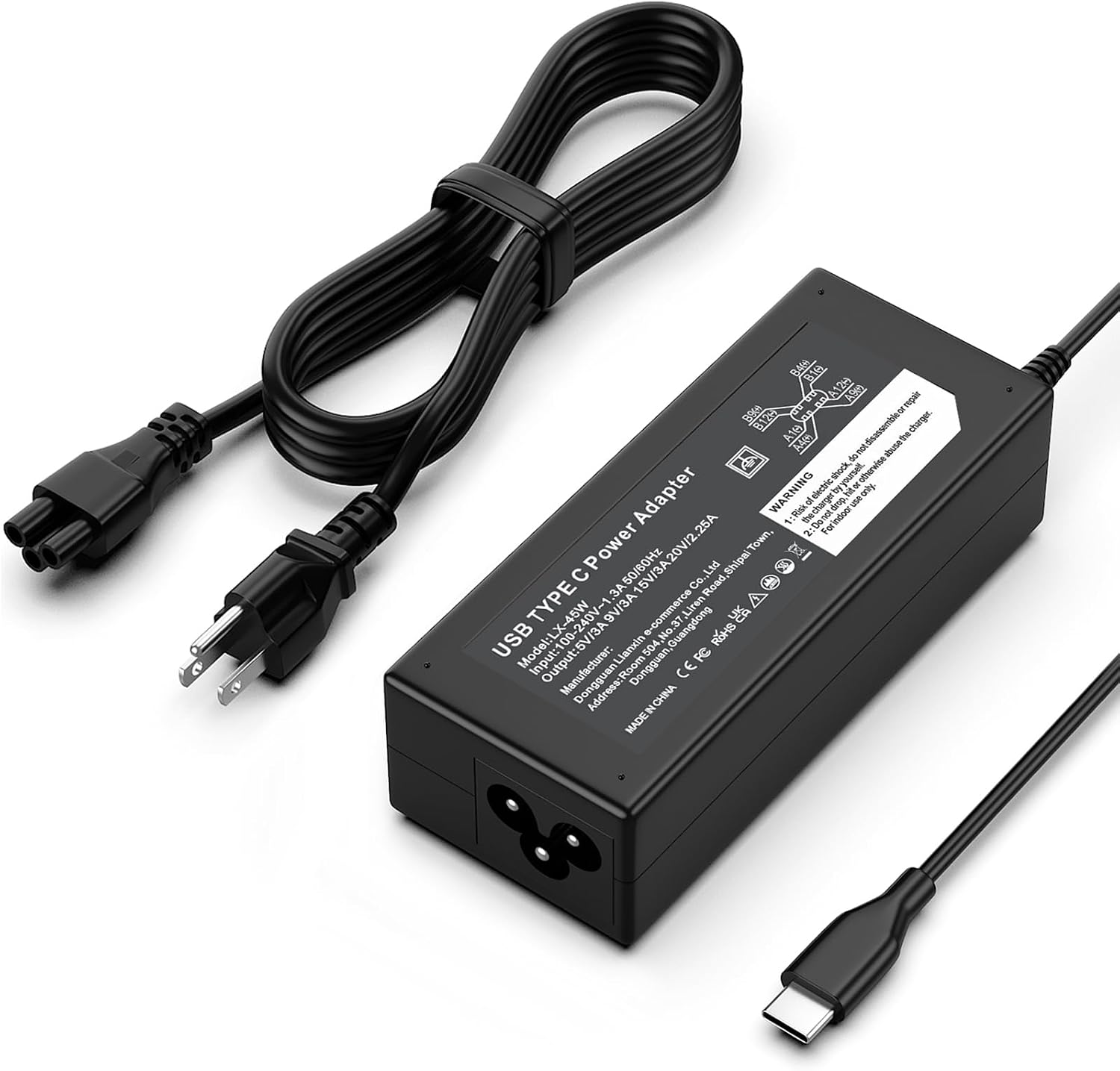 45W USB-C Charger Compatible with HP Chromebook and More Laptop | Compatible with Dell/Lenovo/Acer/Asus/Samsung, for Chromebook Charger USB-C, Fast Charging Type-C, Ideal for School & Office
