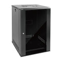 Tecmojo 15U Wall Mount Rack Network Cabinet for 19" IT Equipment,with Lockable Glass Door and Side Panels,Cooling Fan,17.7inch Depth,Black (15U)